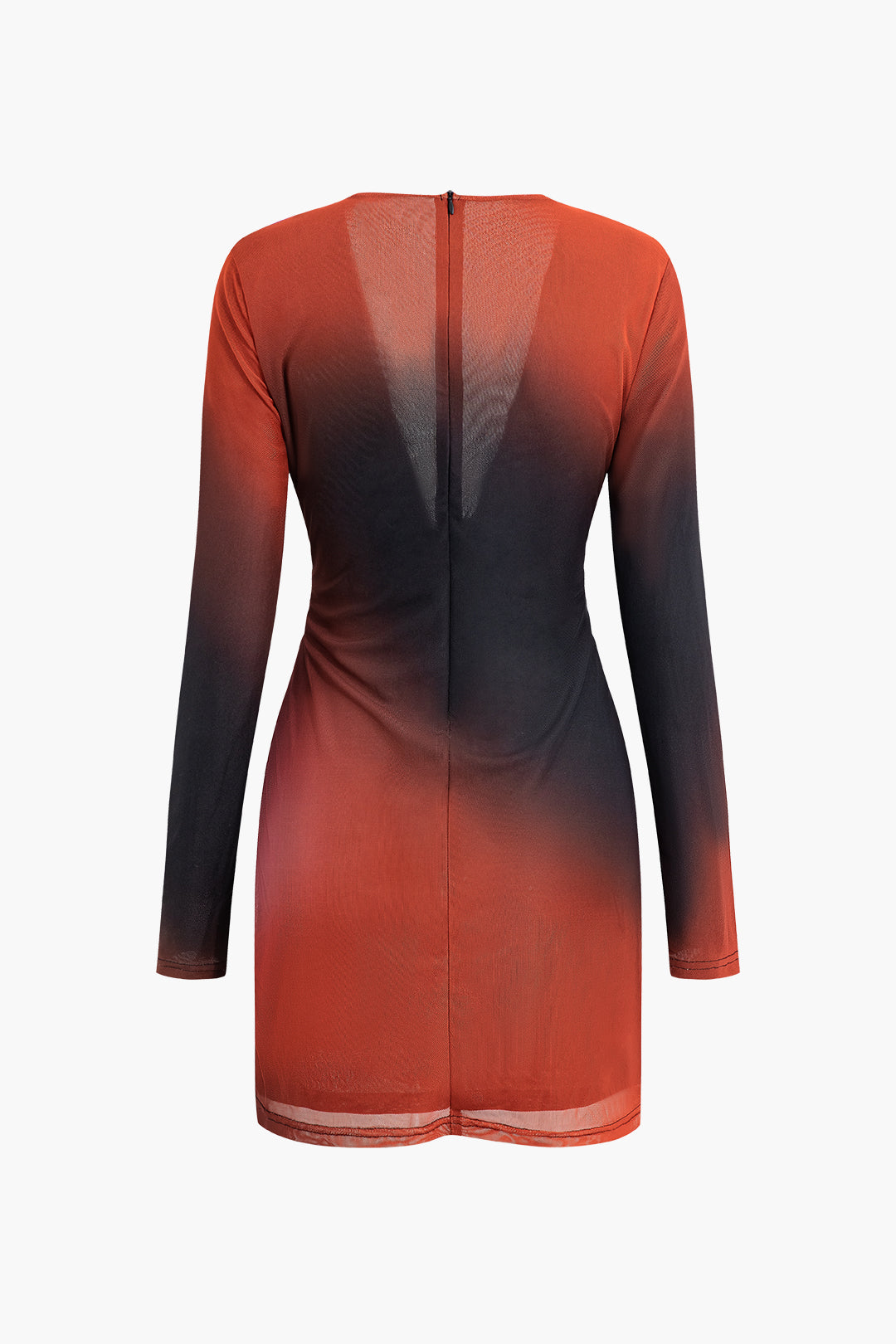 Ombre Mesh Deep V-Neck Long Sleeve Mini Dress - Y2K Aesthetic Party Dress for Trendy Looks Ombre Mesh Deep V-Neck Long Sleeve Mini Dress - Y2K Aesthetic Party Dress for Trendy Looks