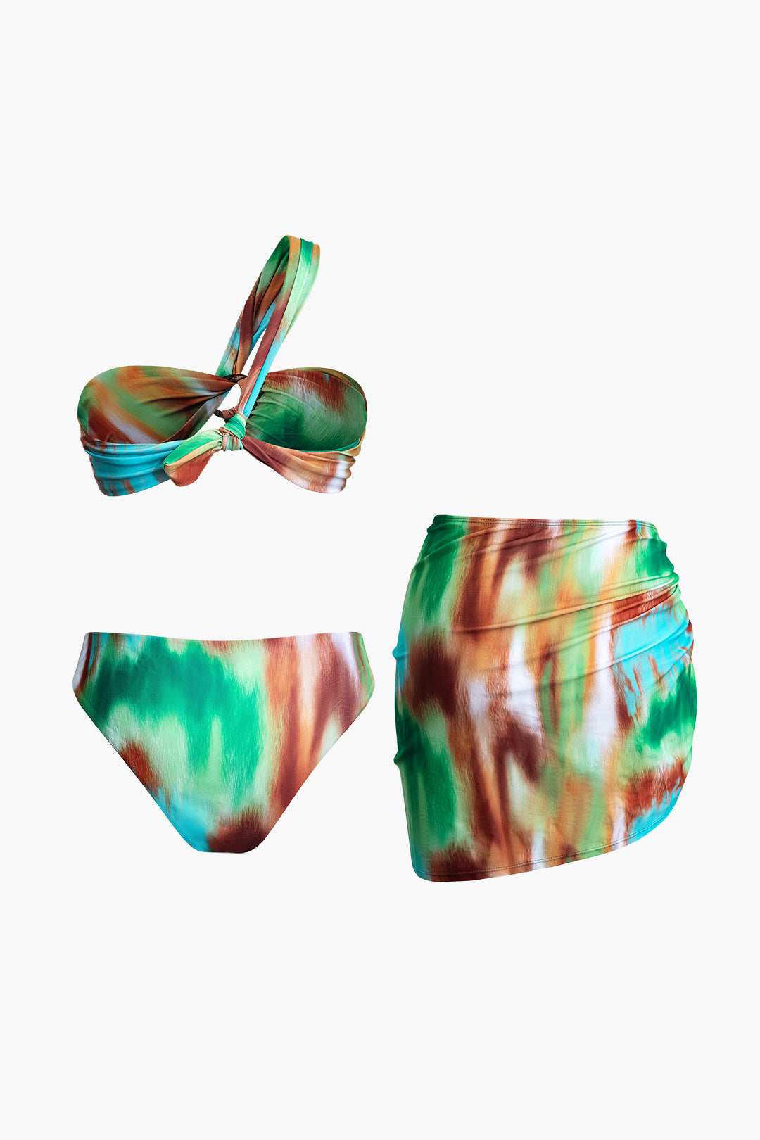 Ombre One Shoulder Bikini & Cover Up Skirt Set - Y2K Aesthetic Swimwear for Trendy Looks Ombre One Shoulder Bikini & Cover Up Skirt Set - Y2K Aesthetic Swimwear for Trendy Looks