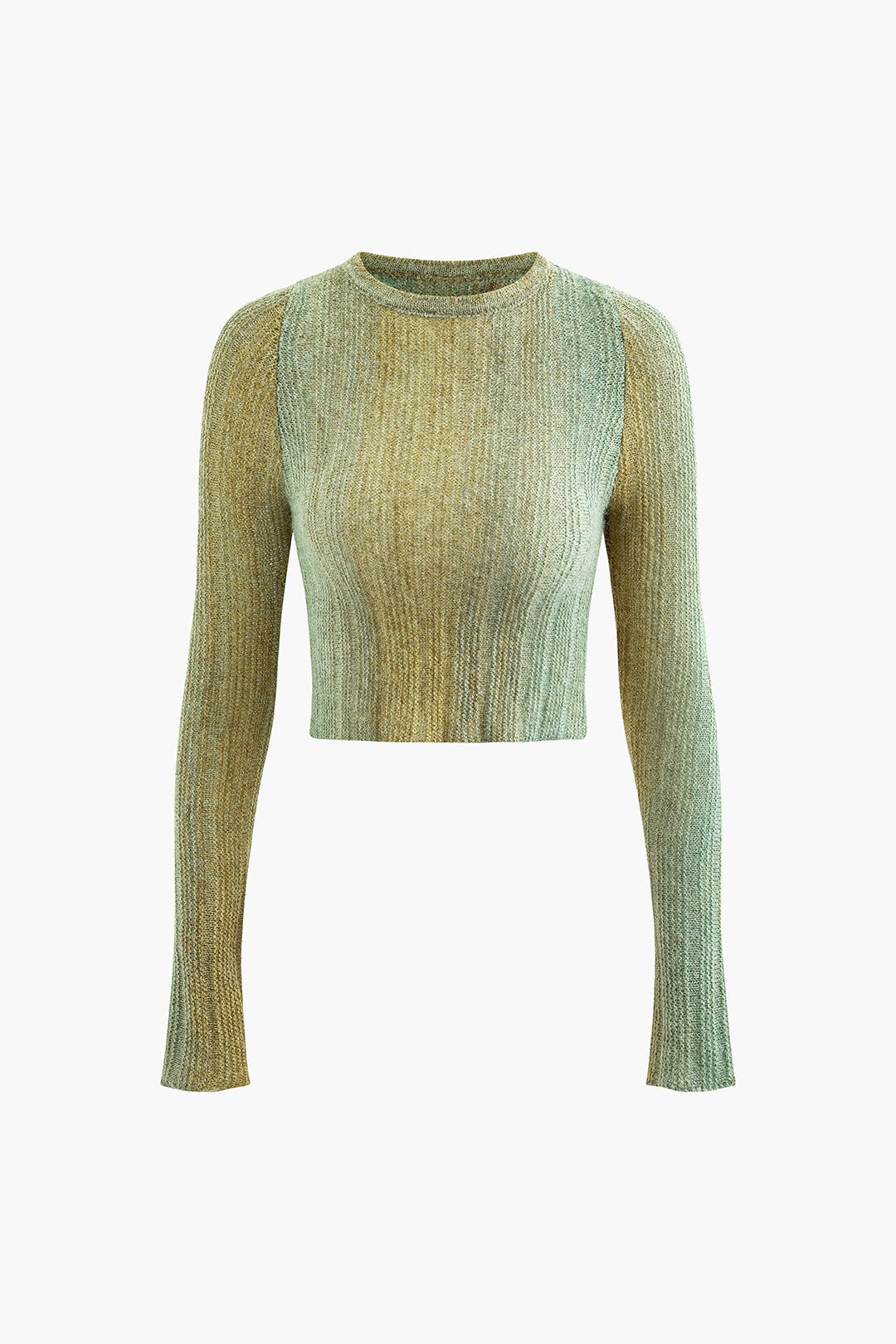 Ombre Round Neck Knit Long Sleeve Top - Y2K Aesthetic Cute Layering Essential