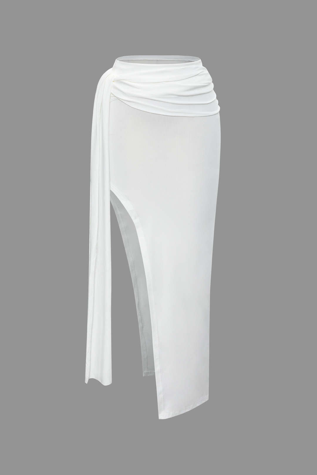 One Shoulder Crop Top with Knot Detail & Side Slit Midi Skirt Set for Y2K Aesthetic One Shoulder Crop Top with Knot Detail & Side Slit Midi Skirt Set for Y2K Aesthetic