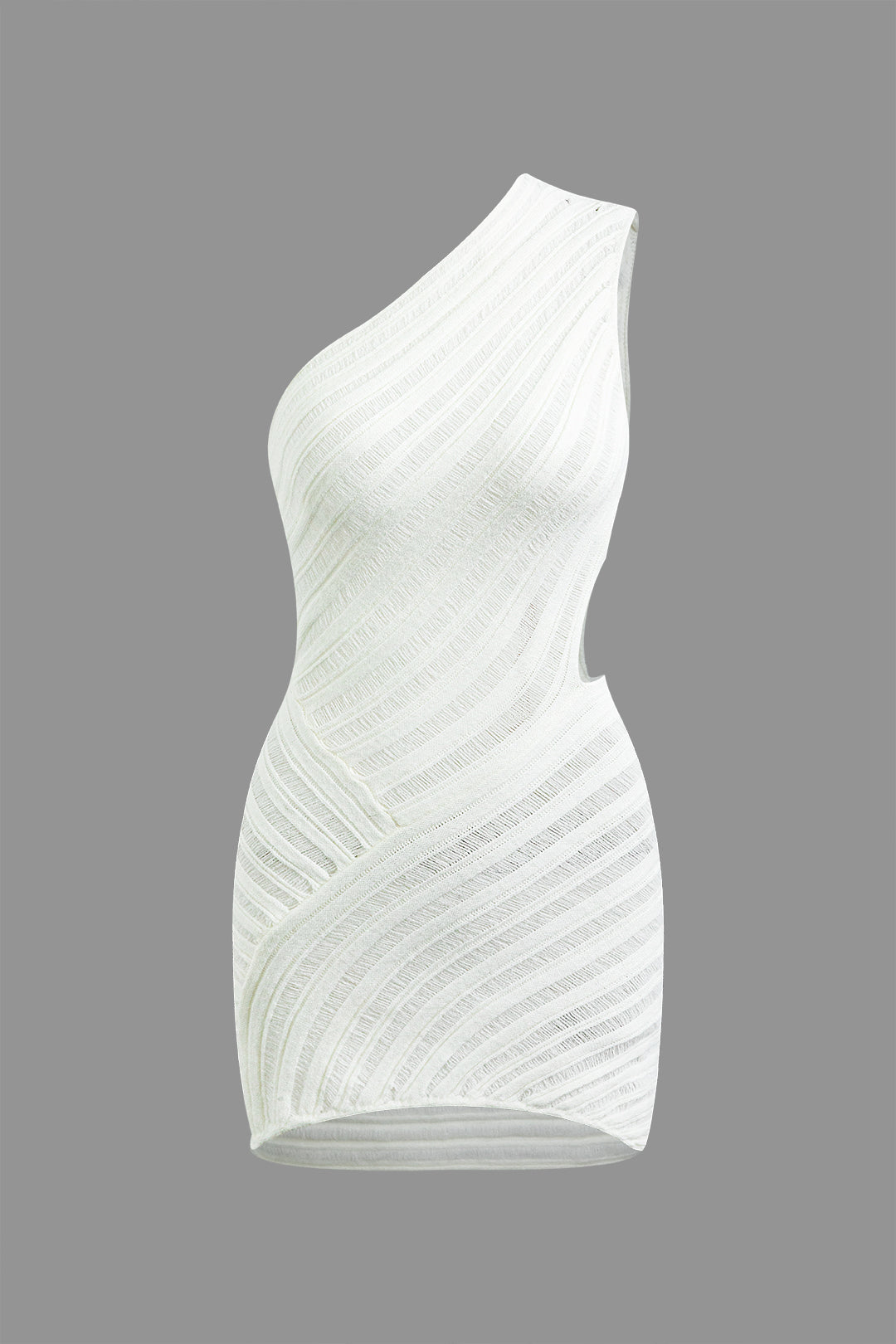 One Shoulder Cut Out Stripe Knit Mini Dress - Y2K Aesthetic Fashion Statement