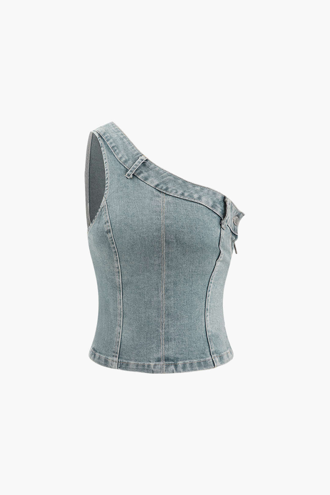 One Shoulder Denim Tank Top - Y2K Aesthetic Cute Top for Trendy Outfits