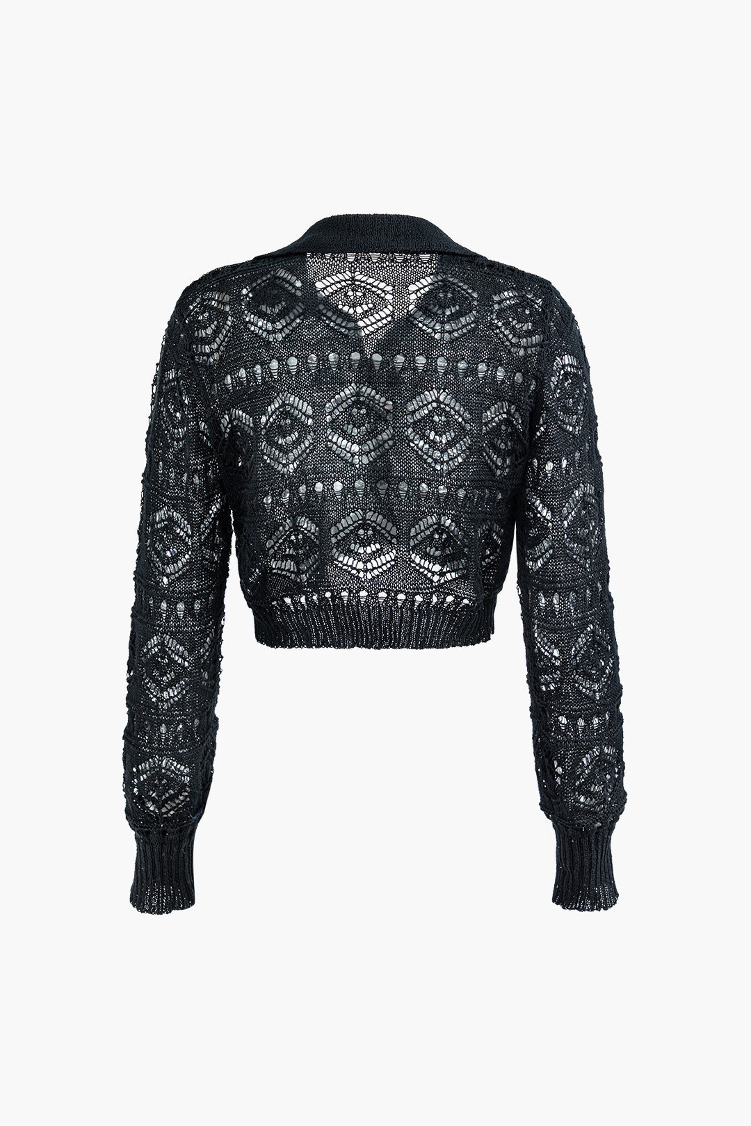 Open Knit Button-Up Collar Long Sleeve Top & Slit Midi Skirt Set - Y2K Aesthetic Outfit Open Knit Button-Up Collar Long Sleeve Top & Slit Midi Skirt Set - Y2K Aesthetic Outfit