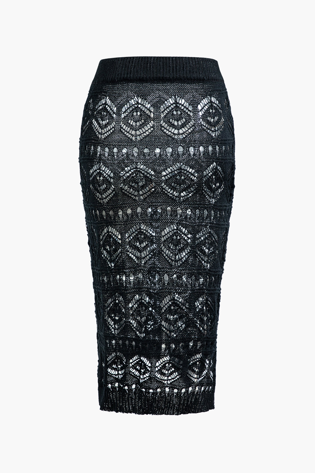 Open Knit Button-Up Collar Long Sleeve Top & Slit Midi Skirt Set - Y2K Aesthetic Outfit Open Knit Button-Up Collar Long Sleeve Top & Slit Midi Skirt Set - Y2K Aesthetic Outfit