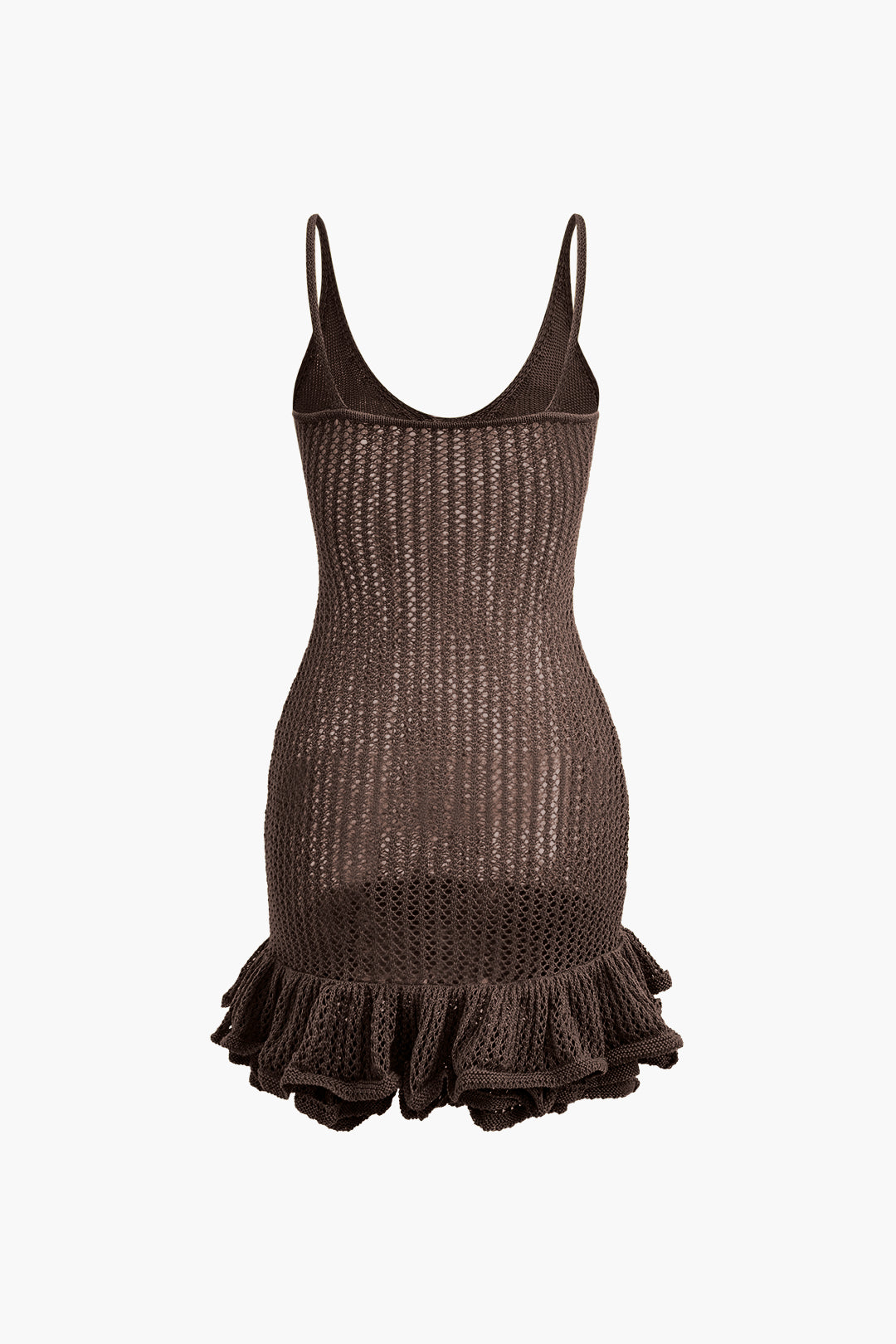 Open Knit Ruffle Hem Cami Mini Dress - Y2K Aesthetic Cute Dress for Coquette Style Open Knit Ruffle Hem Cami Mini Dress - Y2K Aesthetic Cute Dress for Coquette Style