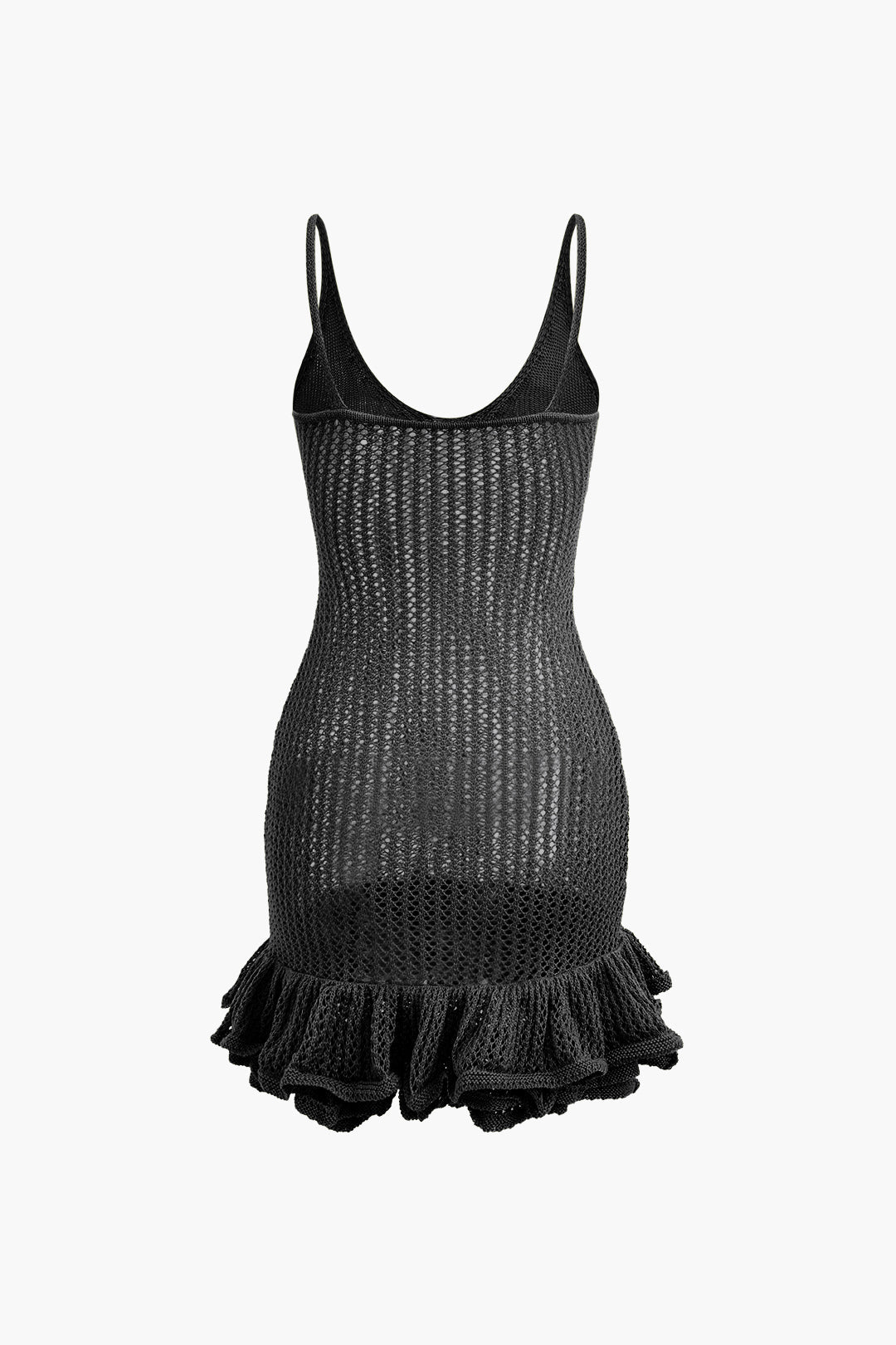 Open Knit Ruffle Hem Cami Mini Dress - Y2K Aesthetic Cute Dress for Coquette Style Open Knit Ruffle Hem Cami Mini Dress - Y2K Aesthetic Cute Dress for Coquette Style