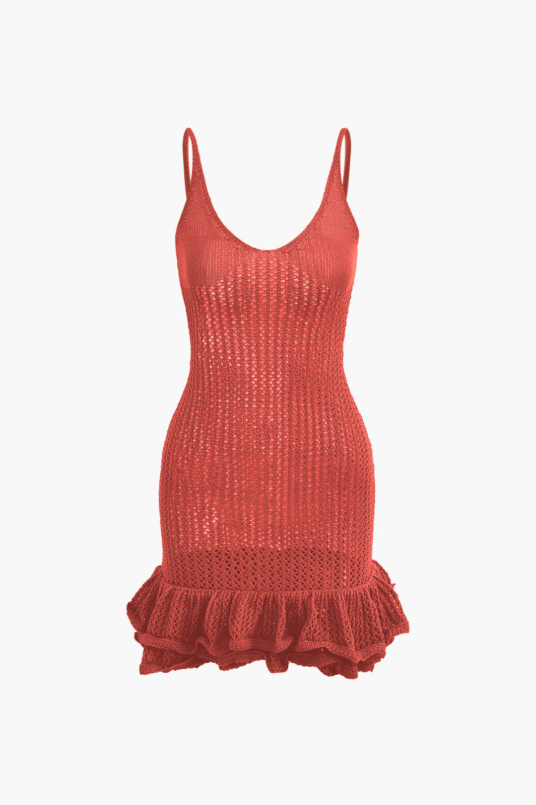 Open Knit Ruffle Hem Cami Mini Dress - Y2K Aesthetic Cute Dress for Coquette Style Open Knit Ruffle Hem Cami Mini Dress - Y2K Aesthetic Cute Dress for Coquette Style