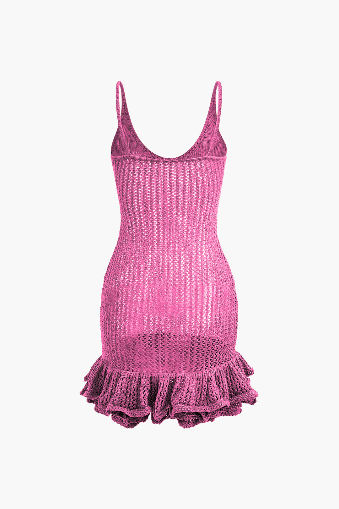 Open Knit Ruffle Hem Cami Mini Dress - Y2K Aesthetic Cute Dress for Coquette Style Open Knit Ruffle Hem Cami Mini Dress - Y2K Aesthetic Cute Dress for Coquette Style