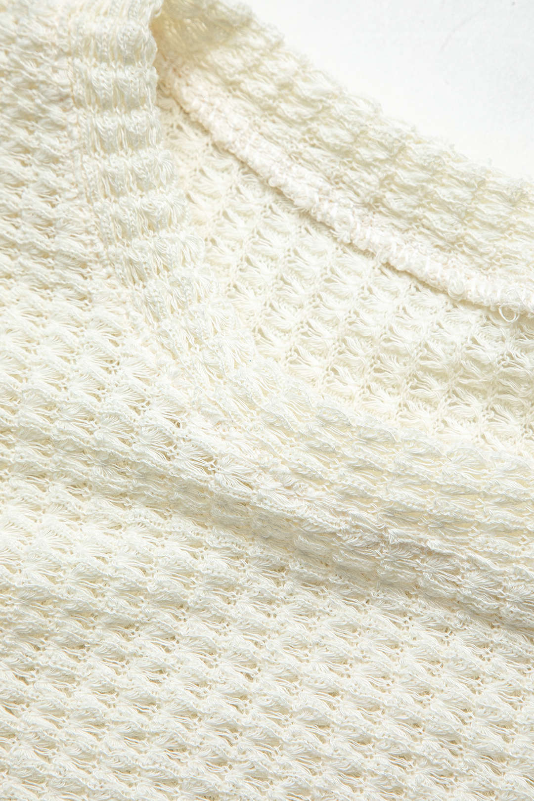 Patchwork Open Knit Round Neck Top with Chest Pocket & Matching Mini Skirt Set Patchwork Open Knit Round Neck Top with Chest Pocket & Matching Mini Skirt Set