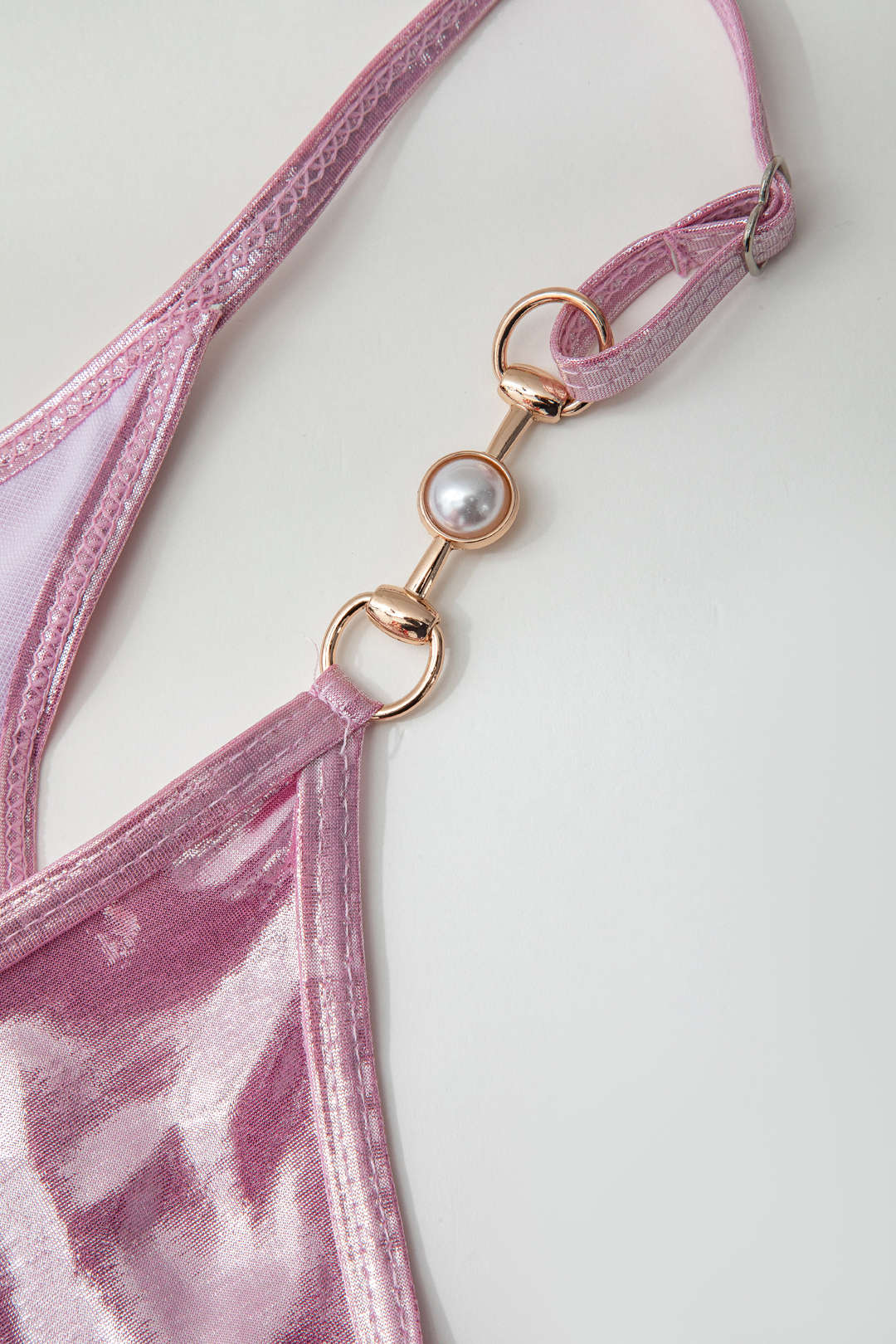 Pearl Detail Tie Halter Bikini Set - Y2K Aesthetic Swimwear for Trendy Summer Vibes Pearl Detail Tie Halter Bikini Set - Y2K Aesthetic Swimwear for Trendy Summer Vibes