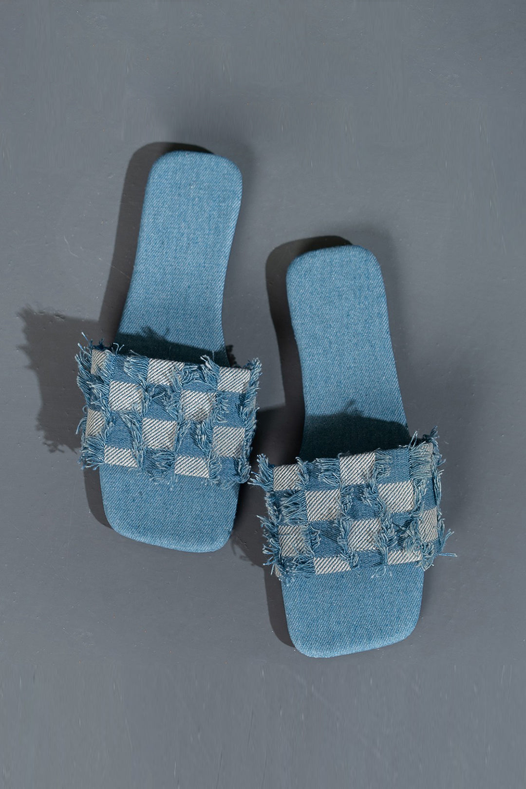 Plaid Frayed Denim Slippers for Cozy Y2K Aesthetic and Comfy Grunge Style Plaid Frayed Denim Slippers for Cozy Y2K Aesthetic and Comfy Grunge Style