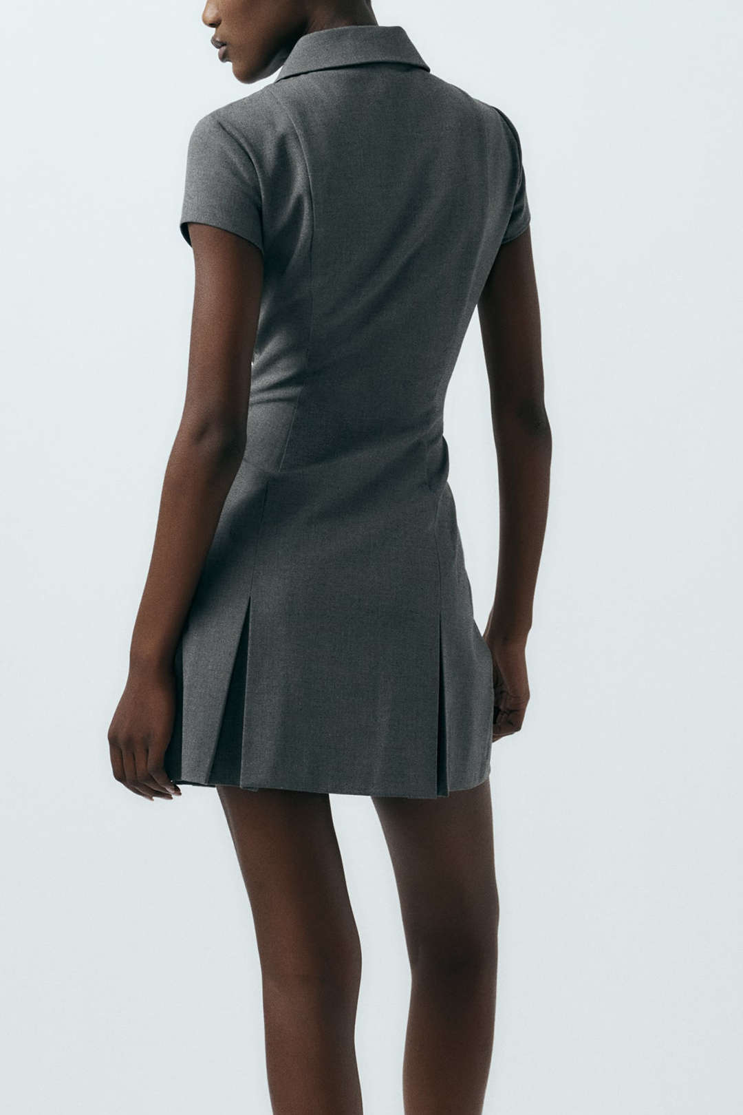 Pleated Mini Dress with Collared Short Sleeves - Y2K Aesthetic Cute Dress Pleated Mini Dress with Collared Short Sleeves - Y2K Aesthetic Cute Dress