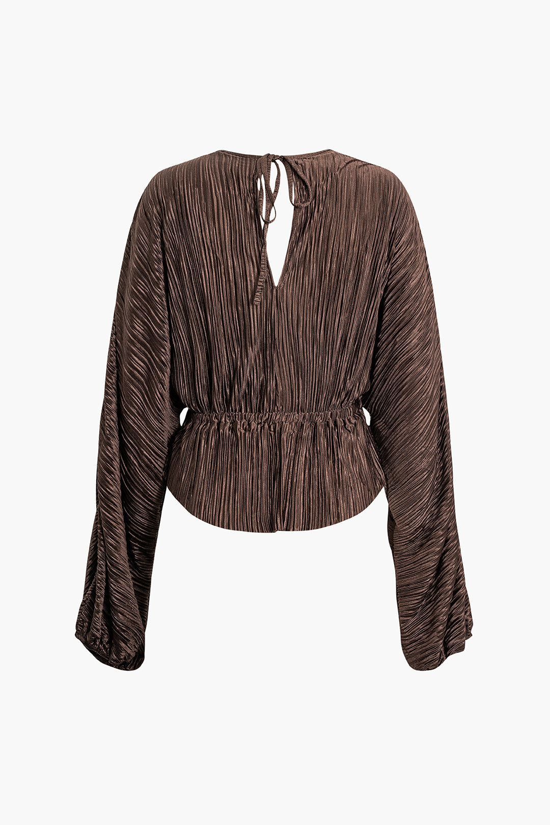 Plisse Deep V-Neck Balloon Sleeve Blouse & Straight Leg Pants Set for Y2K Aesthetic Outfits Plisse Deep V-Neck Balloon Sleeve Blouse & Straight Leg Pants Set for Y2K Aesthetic Outfits