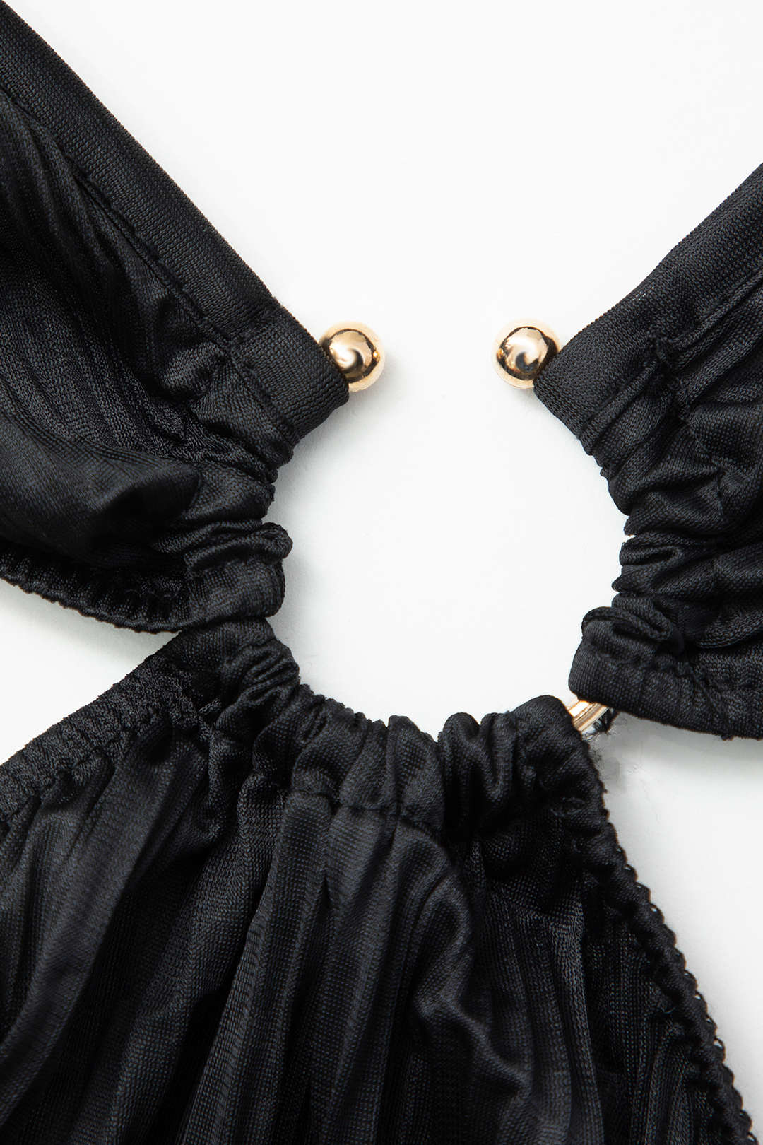 Plisse Deep V-Neck Cut Out Ring Long Sleeve Midi Dress - Y2K Aesthetic Fashion Statement Plisse Deep V-Neck Cut Out Ring Long Sleeve Midi Dress - Y2K Aesthetic Fashion Statement