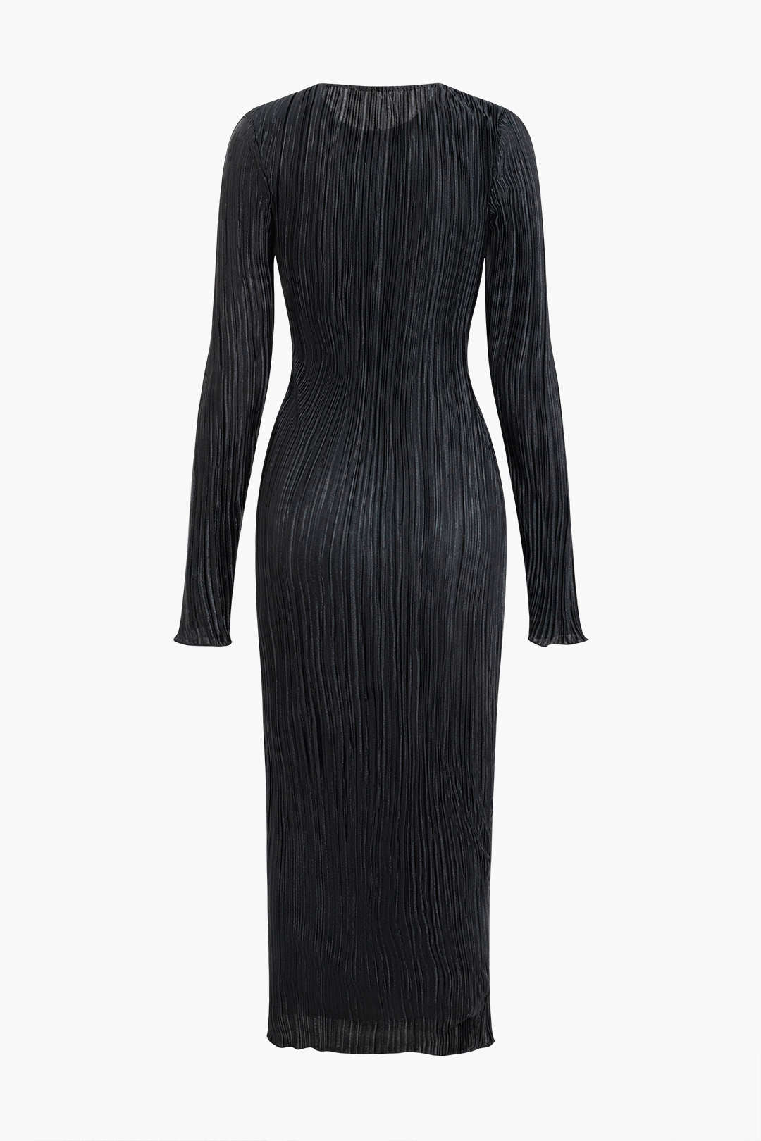 Plisse Round Neck Long Sleeve Maxi Dress - Y2K Aesthetic Flowing Style for Effortless Elegance Plisse Round Neck Long Sleeve Maxi Dress - Y2K Aesthetic Flowing Style for Effortless Elegance