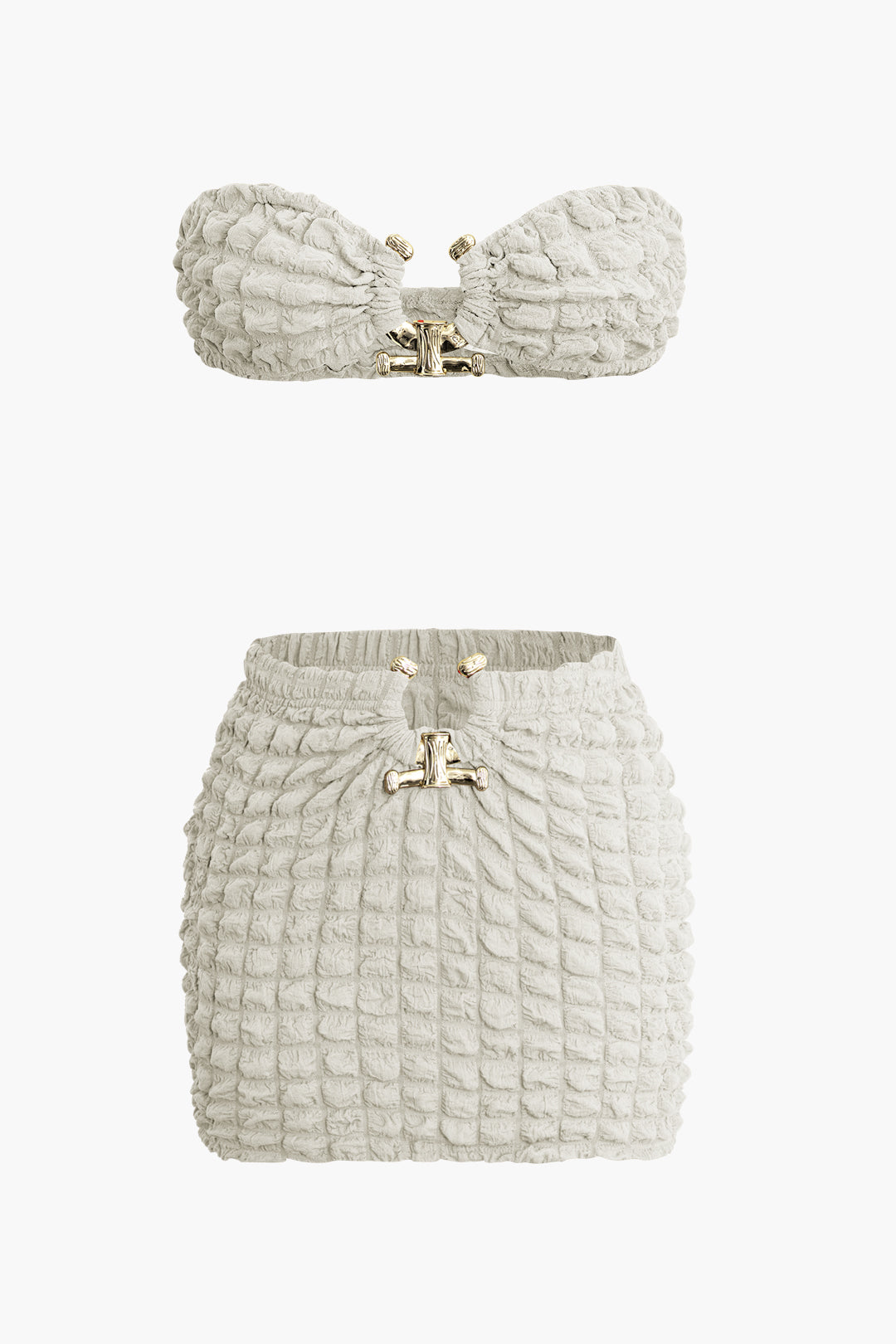 Popcorn Textured Y2K Tube Top and Mini Skirt Set for Trendy Aesthetic Outfits Popcorn Textured Y2K Tube Top and Mini Skirt Set for Trendy Aesthetic Outfits