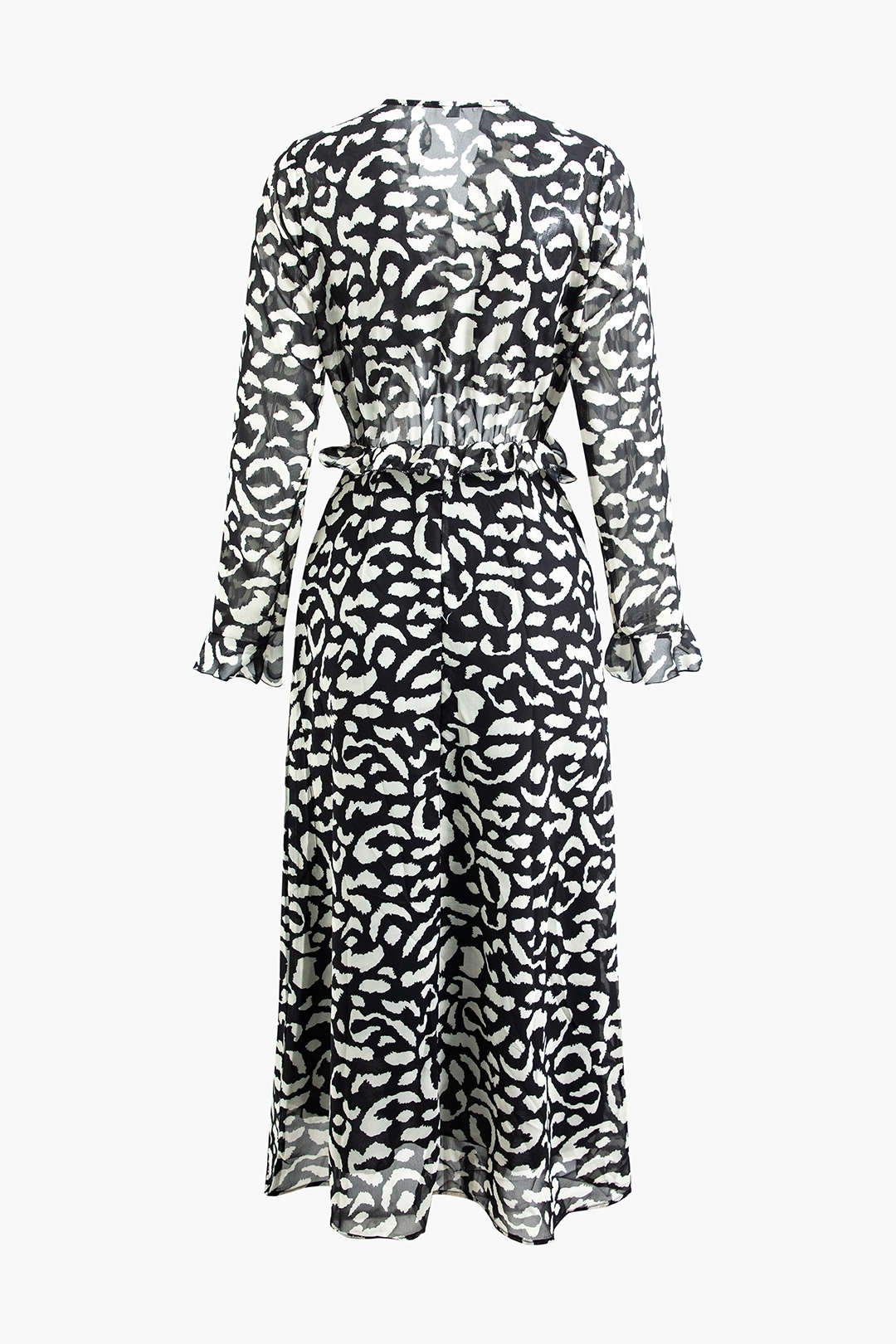 Printed V-Neck Tie Front Cut-Out Slit Midi Dress for Y2K Aesthetic Fashion Lovers Printed V-Neck Tie Front Cut-Out Slit Midi Dress for Y2K Aesthetic Fashion Lovers