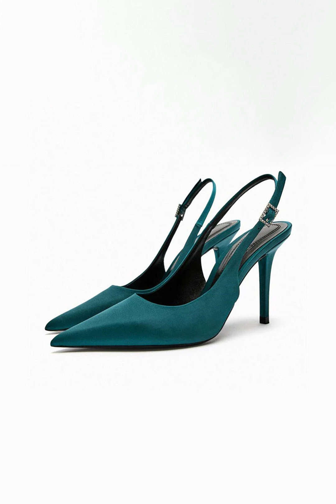 Rhinestone Buckle Pointed-Toe High Heels for Y2K Fashion and Coquette Aesthetic