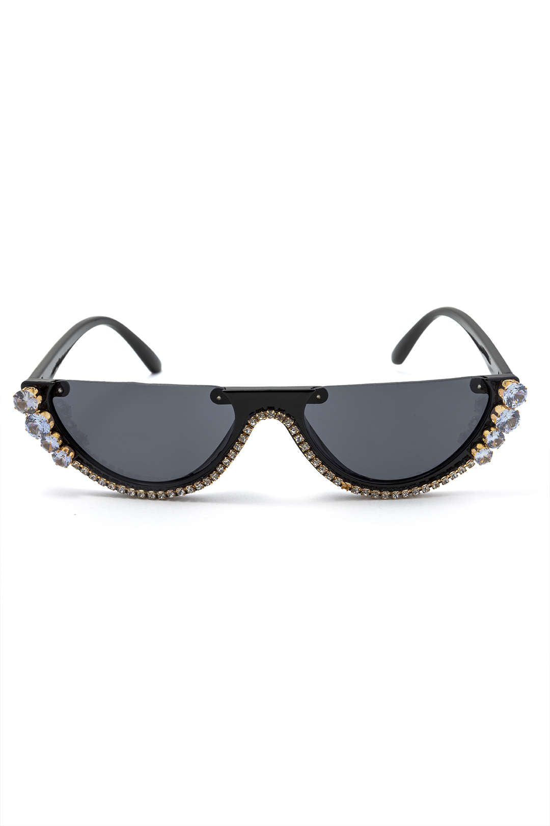 Rhinestone Decor Y2K Half Frame Sunglasses for Coquette and Grunge Aesthetic Styles