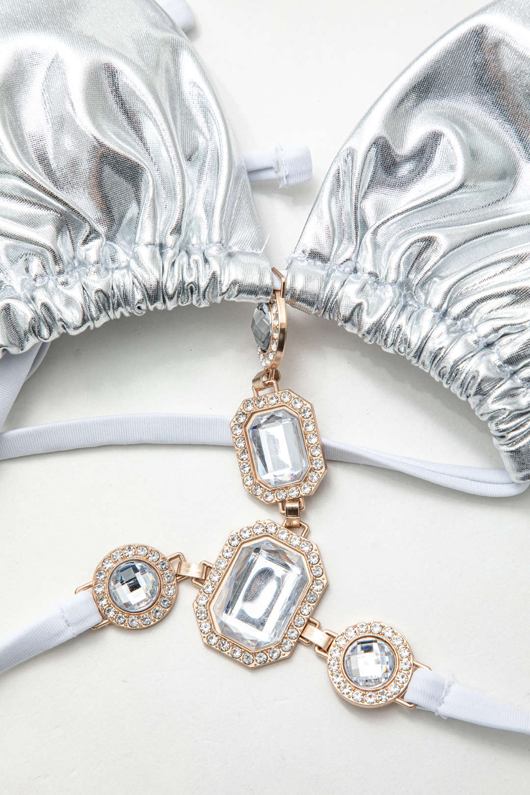 Rhinestone Embellished Metallic Y2K Bikini Swimsuit for Trendy Summer Vibes Rhinestone Embellished Metallic Y2K Bikini Swimsuit for Trendy Summer Vibes