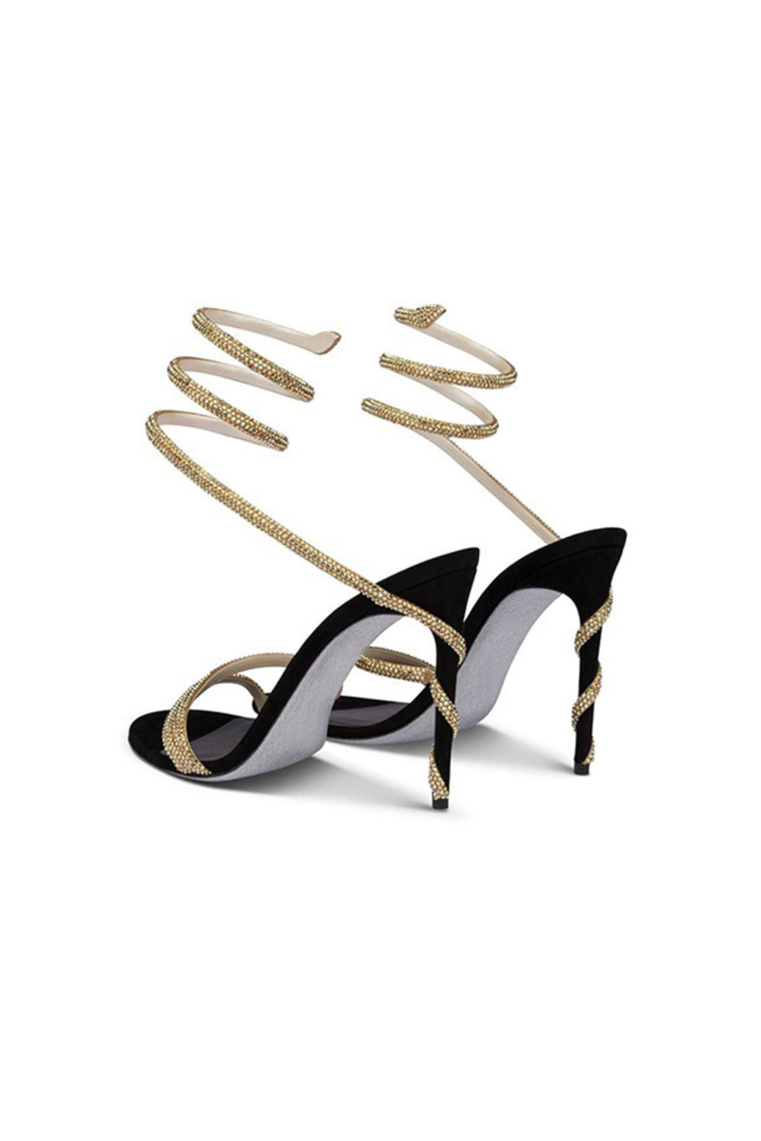 Rhinestone-Embellished Open-Toe High-Heeled Sandals with Calf Strap for Y2K Aesthetic Rhinestone-Embellished Open-Toe High-Heeled Sandals with Calf Strap for Y2K Aesthetic