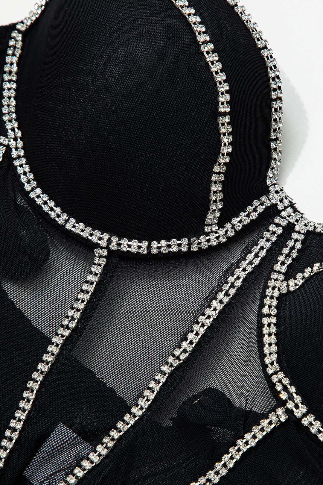 Rhinestone-Embellished Sheer Mesh Cami Top & Thong Set for Y2K Fashion Lovers Rhinestone-Embellished Sheer Mesh Cami Top & Thong Set for Y2K Fashion Lovers