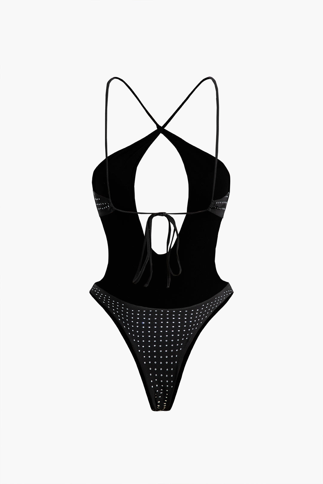 Rhinestone Embellished Tie Back One-Piece Swimsuit for Y2K Fashion and Coquette Aesthetic Rhinestone Embellished Tie Back One-Piece Swimsuit for Y2K Fashion and Coquette Aesthetic