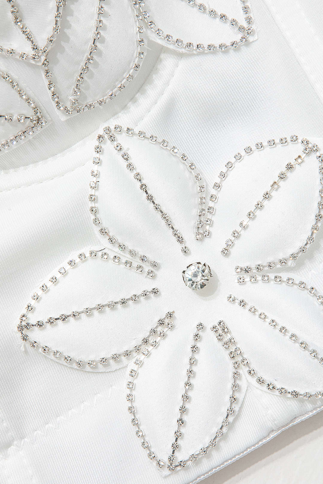 Rhinestone Flower Hook and Eye Bustier Cami Top for Y2K Fashion and Coquette Aesthetic Rhinestone Flower Hook and Eye Bustier Cami Top for Y2K Fashion and Coquette Aesthetic