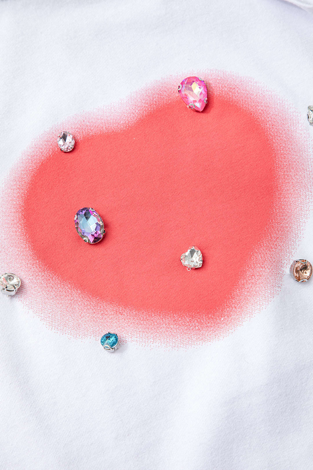 Rhinestone Heart Pattern Tee - Y2K Aesthetic Cute Top for Coquette and Grunge Styles Rhinestone Heart Pattern Tee - Y2K Aesthetic Cute Top for Coquette and Grunge Styles