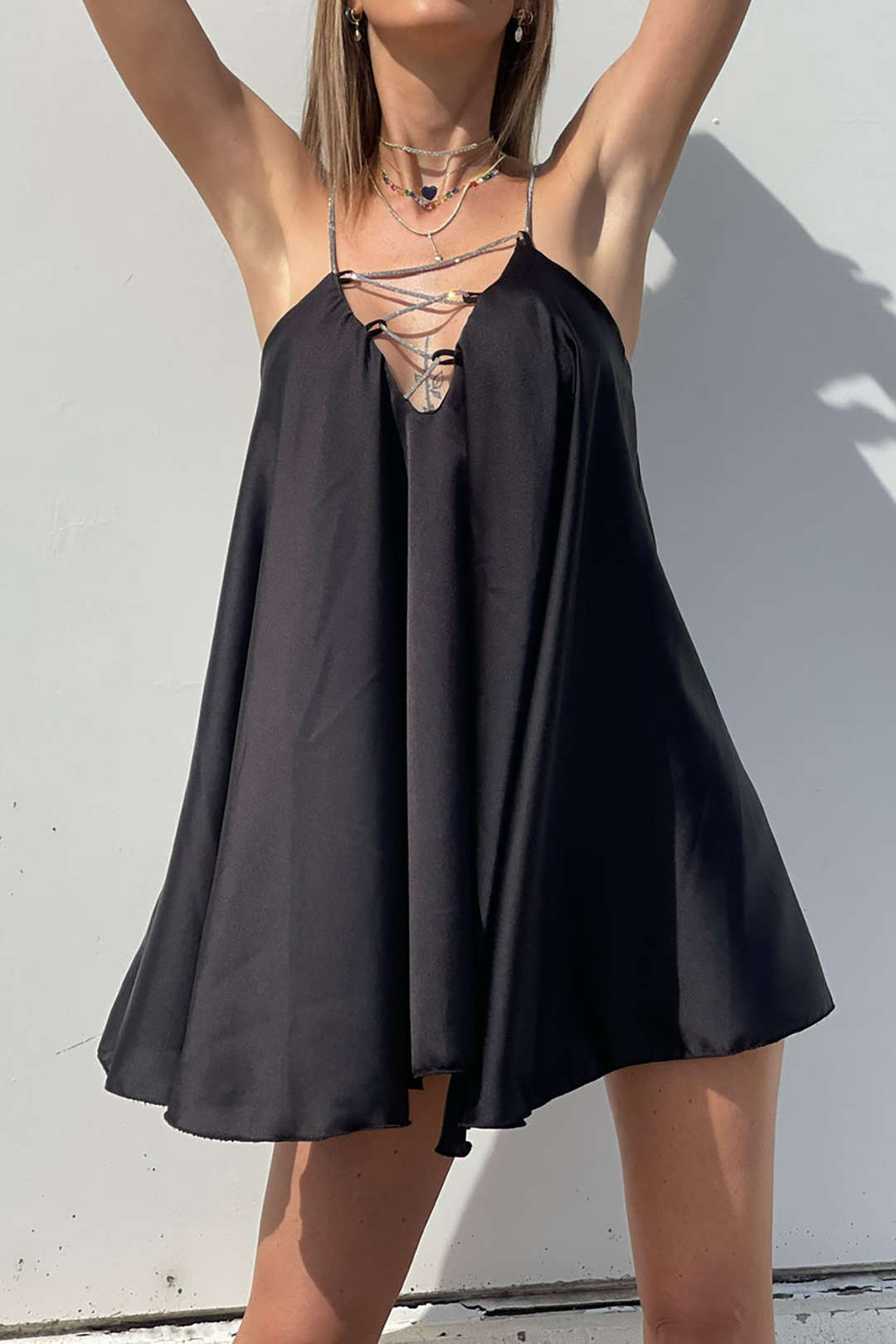 Rhinestone Strap V-neck Backless Mini Dress for Y2K Fashion and Coquette Aesthetic Rhinestone Strap V-neck Backless Mini Dress for Y2K Fashion and Coquette Aesthetic