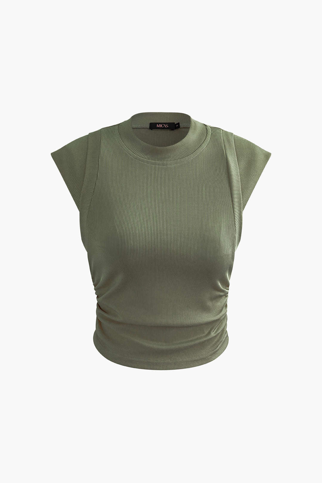 Rib Knit Cap Sleeve Ruched Tank Top - Y2K Aesthetic Cute Top for Stylish Outfits Rib Knit Cap Sleeve Ruched Tank Top - Y2K Aesthetic Cute Top for Stylish Outfits