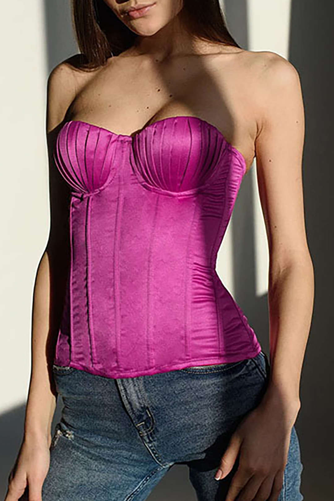 Ruched Bust Strapless Corset Top in Y2K Fashion - Perfect for Coquette Aesthetic Outfits Ruched Bust Strapless Corset Top in Y2K Fashion - Perfect for Coquette Aesthetic Outfits