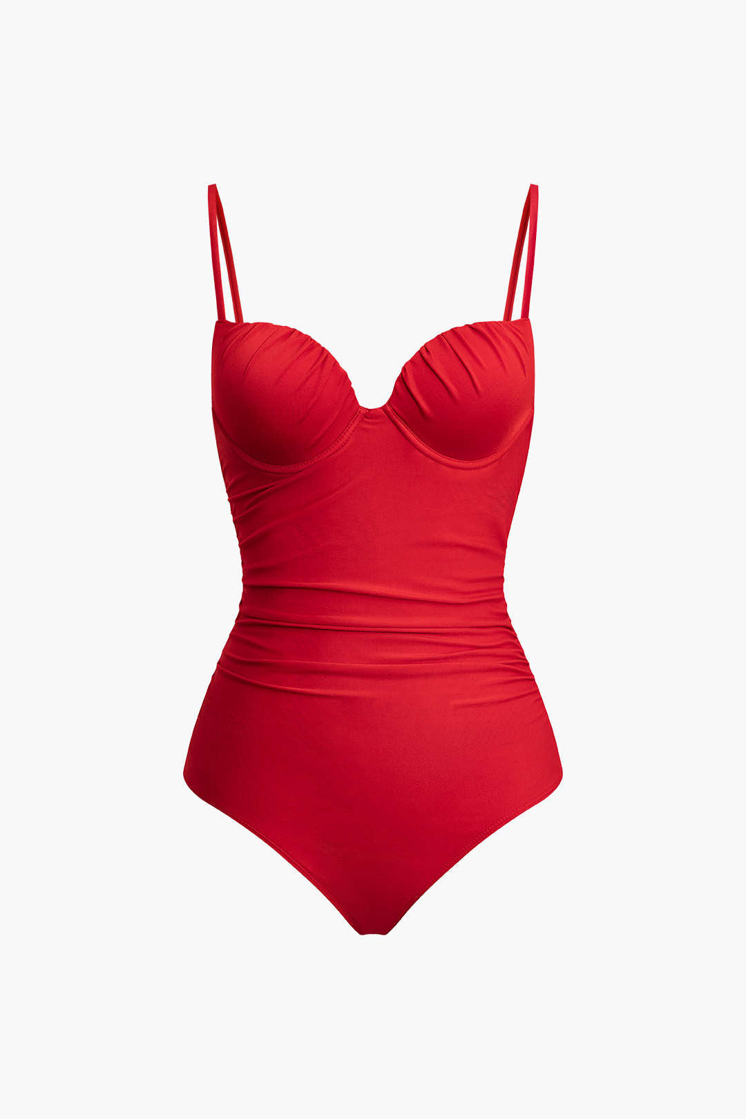 Ruched Bustier Cami One-Piece Swimsuit in Y2K Aesthetic for Trendy Summer Vibes Ruched Bustier Cami One-Piece Swimsuit in Y2K Aesthetic for Trendy Summer Vibes