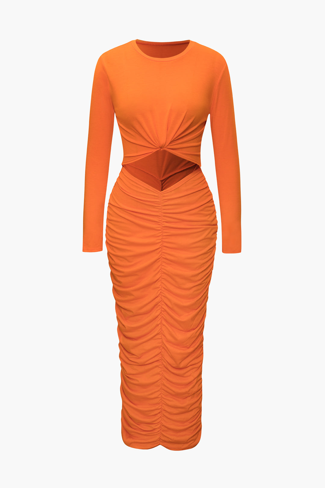 Ruched Cut Out Long Sleeve Maxi Dress - Y2K Aesthetic Fashion for Effortless Style Ruched Cut Out Long Sleeve Maxi Dress - Y2K Aesthetic Fashion for Effortless Style