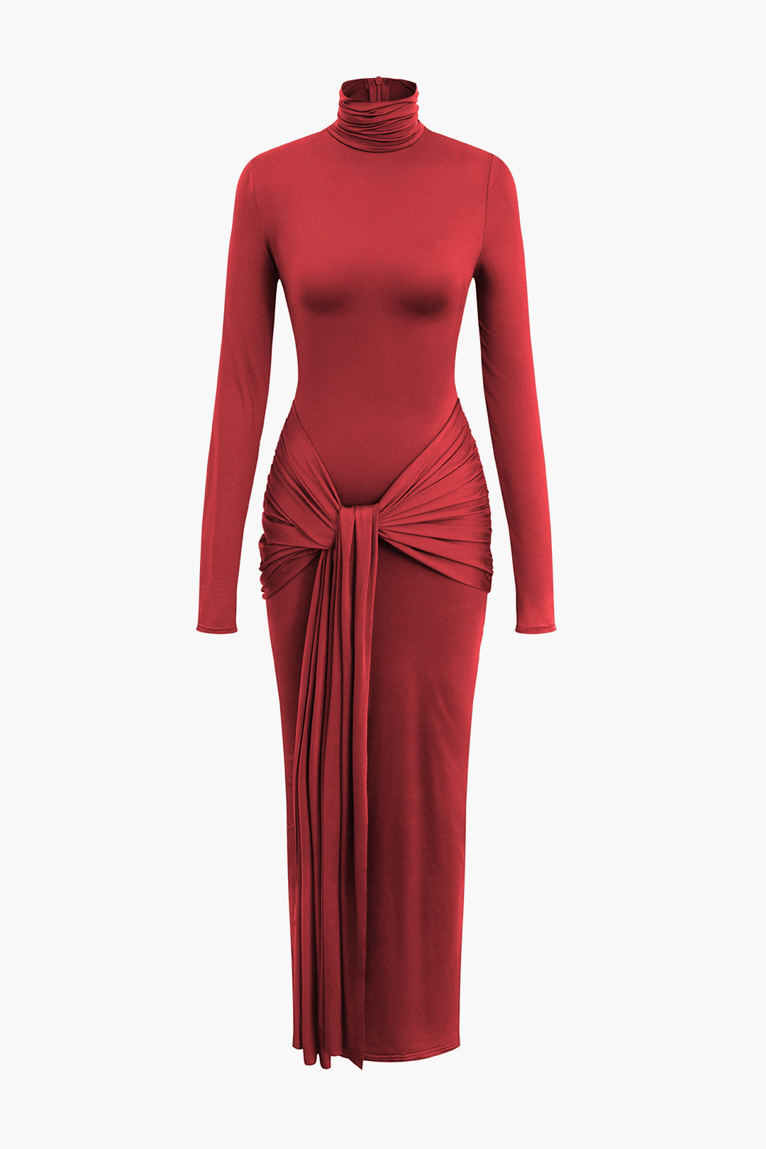 Ruched High Neck Long Sleeve Maxi Dress - Y2K Aesthetic Fashion for Effortless Elegance Ruched High Neck Long Sleeve Maxi Dress - Y2K Aesthetic Fashion for Effortless Elegance