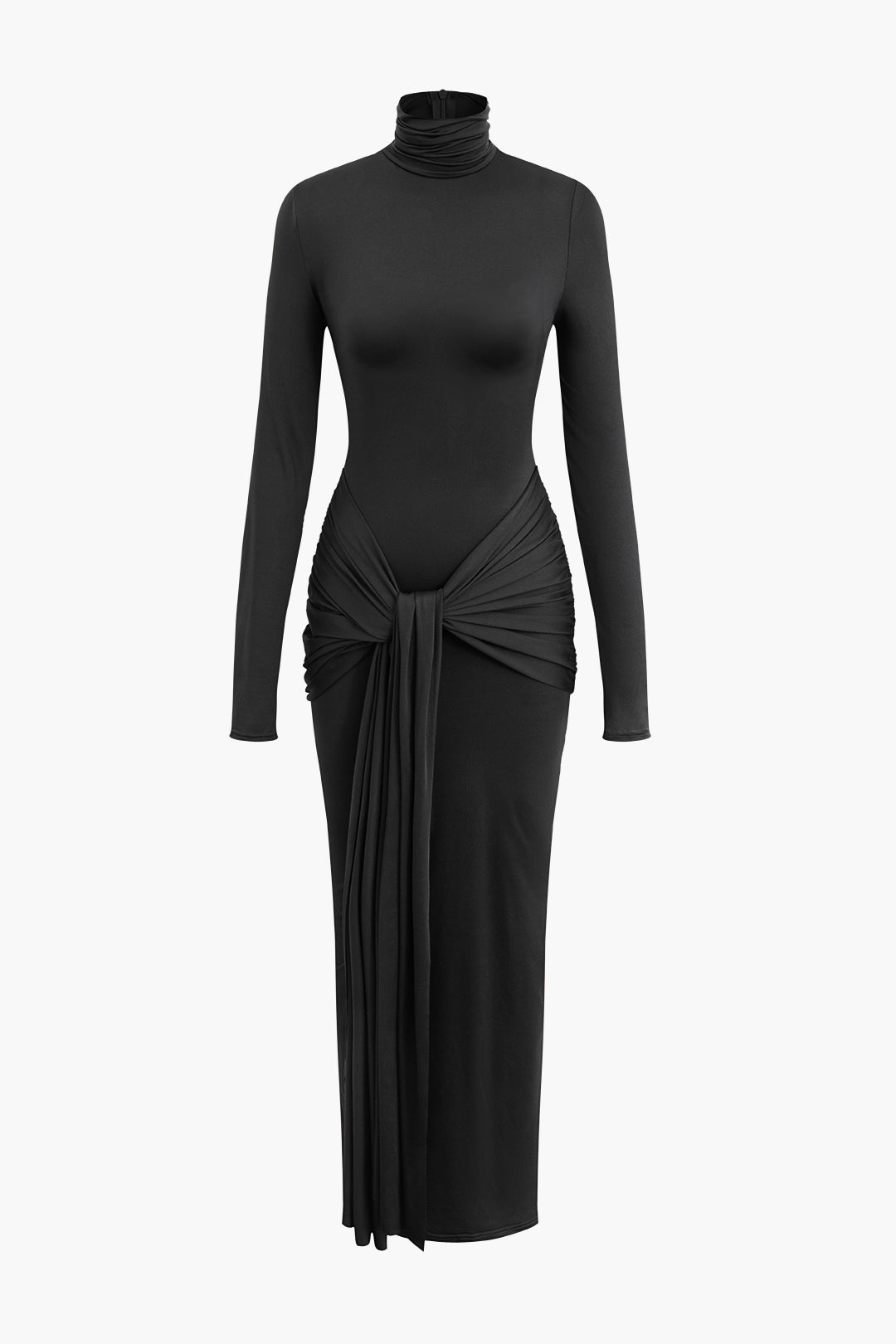 Ruched High Neck Long Sleeve Maxi Dress - Y2K Aesthetic Fashion for Effortless Elegance Ruched High Neck Long Sleeve Maxi Dress - Y2K Aesthetic Fashion for Effortless Elegance