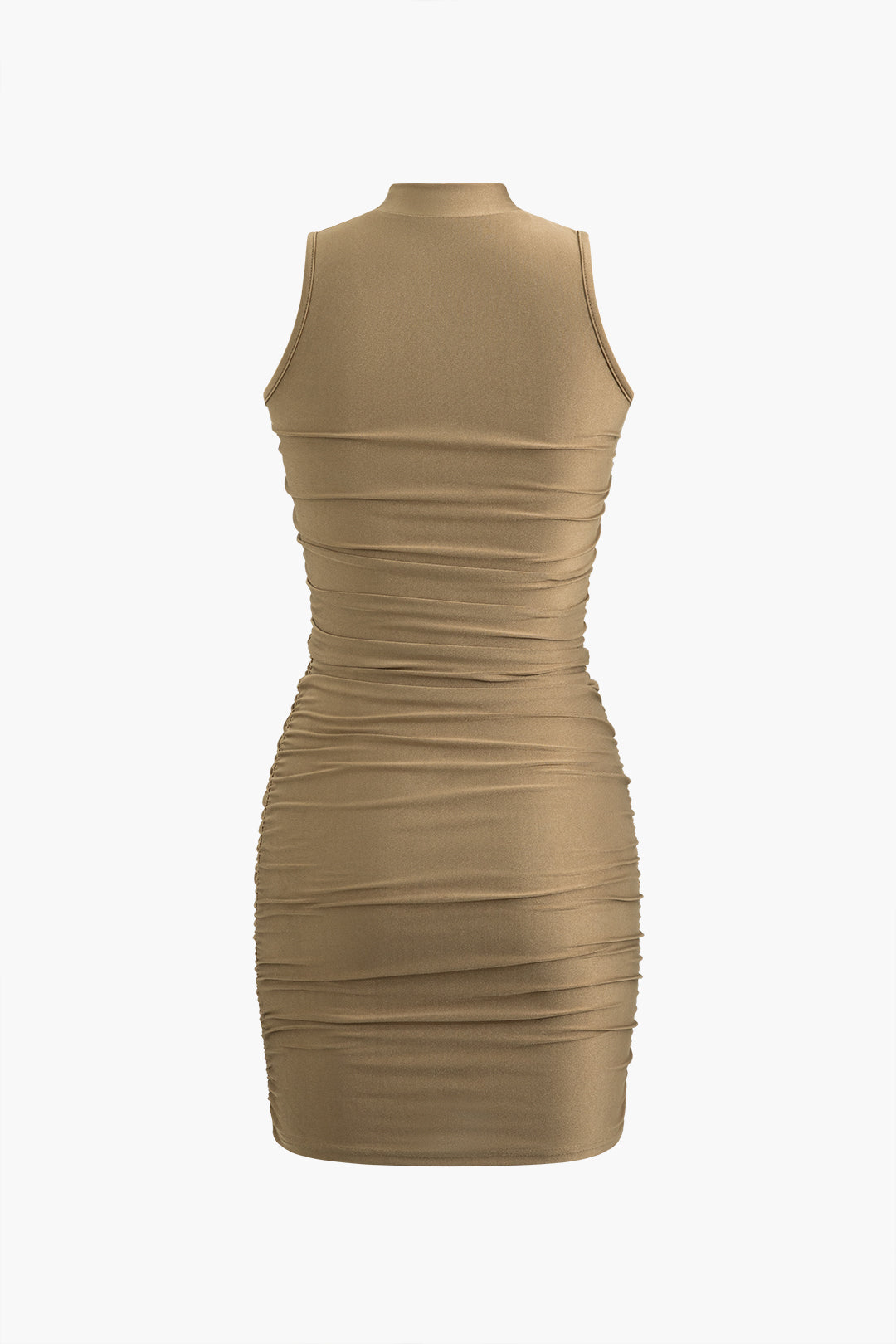 Ruched Mock Neck Sleeveless Mini Dress - Y2K Aesthetic Cute Dress for Stylish Outfits Ruched Mock Neck Sleeveless Mini Dress - Y2K Aesthetic Cute Dress for Stylish Outfits