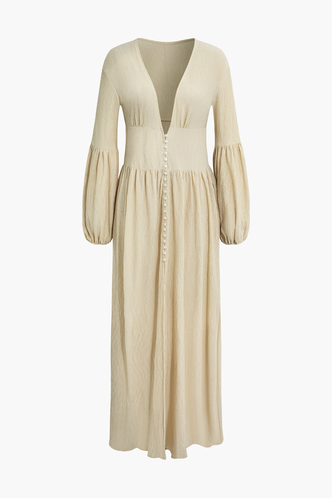 Ruched Texture V-Neck Maxi Dress - Y2K Aesthetic Button-Up Style for Effortless Elegance Ruched Texture V-Neck Maxi Dress - Y2K Aesthetic Button-Up Style for Effortless Elegance