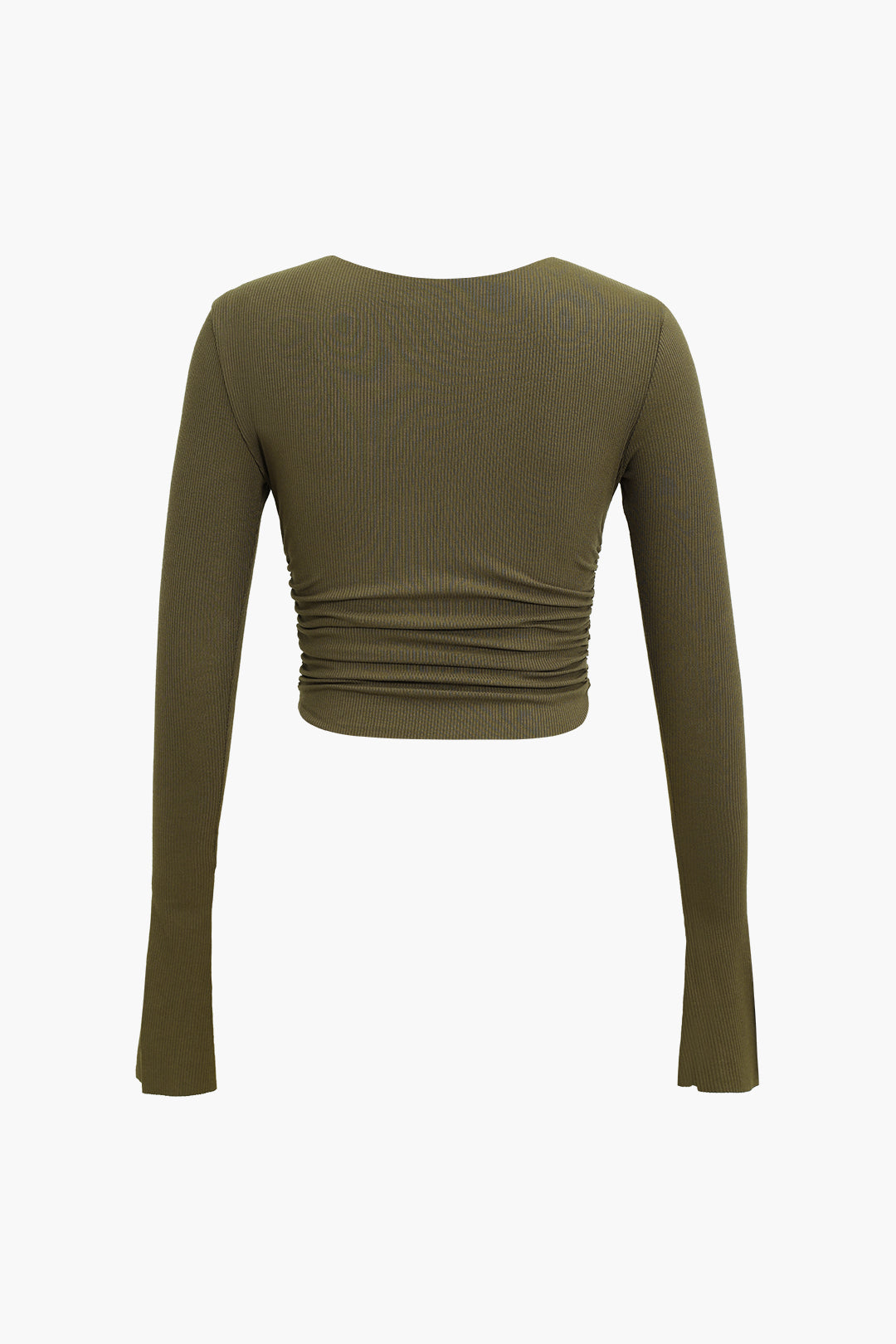 Ruched V-Neck Slit Sleeve Top - Y2K Fashion Cute Top for Coquette Aesthetic Outfits Ruched V-Neck Slit Sleeve Top - Y2K Fashion Cute Top for Coquette Aesthetic Outfits