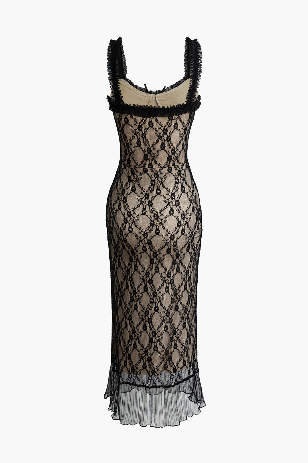 Ruffle Hem Lace Slip Maxi Dress - Y2K Aesthetic Elegant Dress for Coquette Style Outfits Ruffle Hem Lace Slip Maxi Dress - Y2K Aesthetic Elegant Dress for Coquette Style Outfits