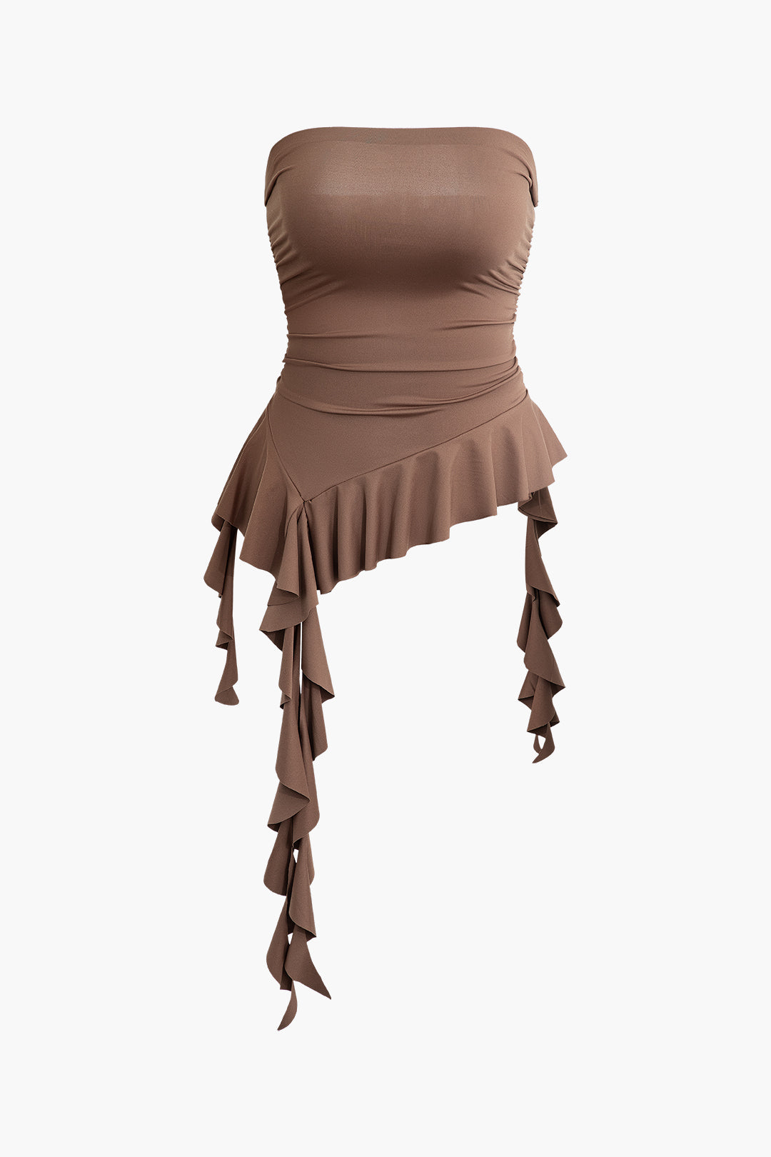 Ruffle Hem Strapless Top - Y2K Aesthetic Cute Crop Top for Coquette and Grunge Styles