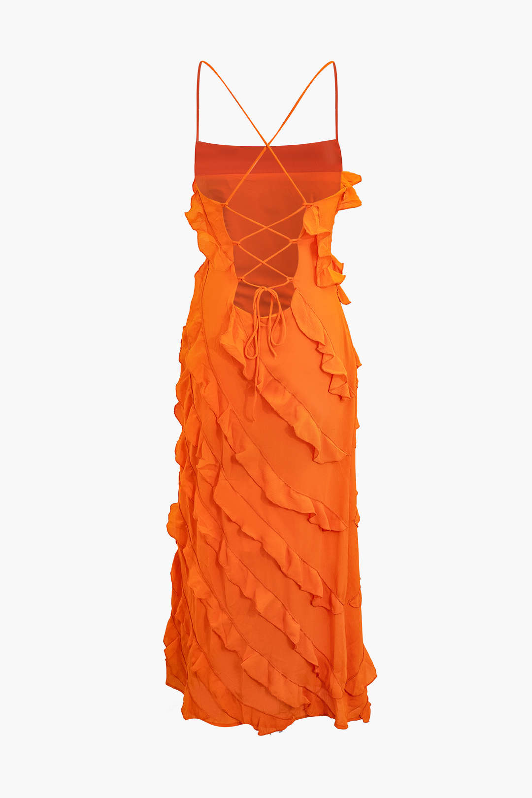 Ruffle Tie Backless Maxi Dress - Y2K Aesthetic Slip Dress for Effortless Style Ruffle Tie Backless Maxi Dress - Y2K Aesthetic Slip Dress for Effortless Style