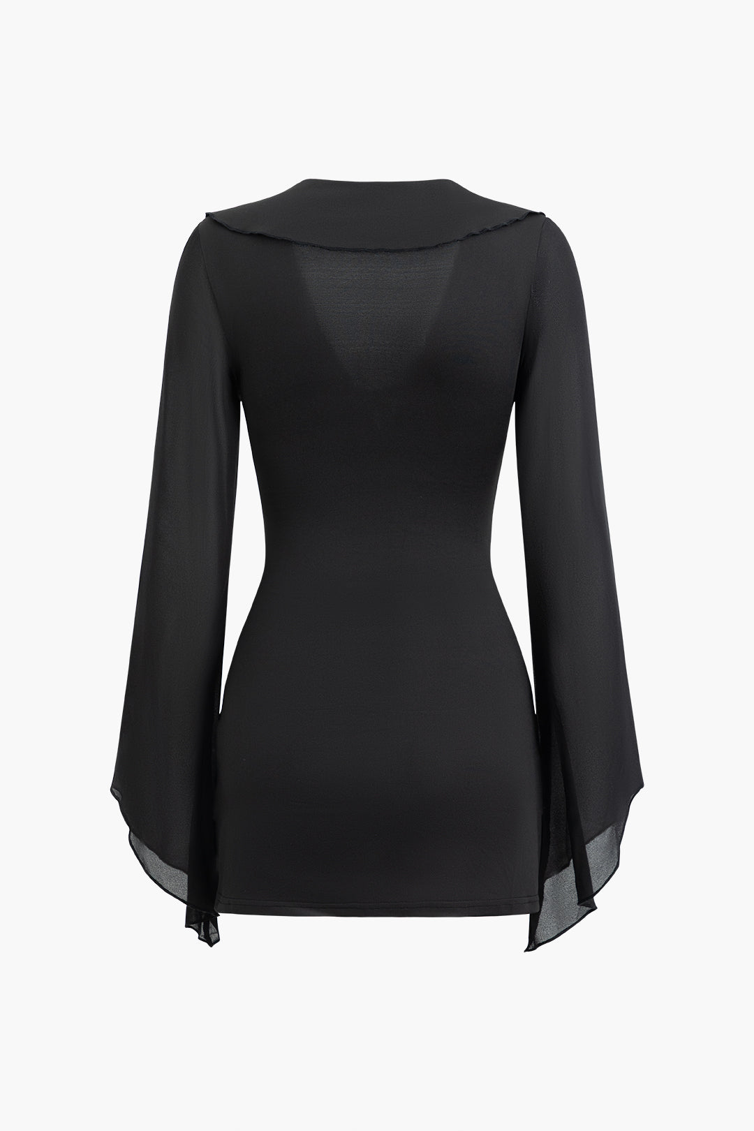 Ruffle Tie V-Neck Long Sleeve Mini Dress - Y2K Aesthetic Cute Dress for Stylish Outfits Ruffle Tie V-Neck Long Sleeve Mini Dress - Y2K Aesthetic Cute Dress for Stylish Outfits