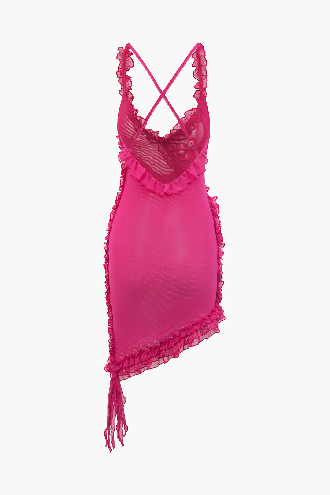 Ruffle Trim Asymmetrical Backless Mini Dress - Y2K Fashion Statement for Trendy Outfits Ruffle Trim Asymmetrical Backless Mini Dress - Y2K Fashion Statement for Trendy Outfits