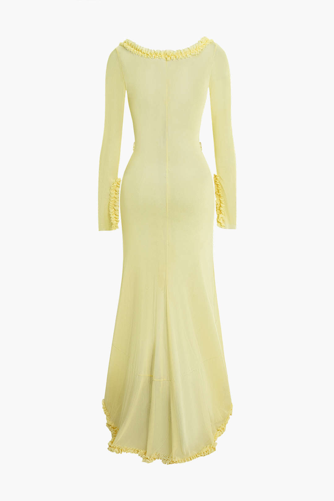 Ruffle Trim Ruched Cut Out Maxi Dress - Y2K Aesthetic Fashion for Effortless Style Ruffle Trim Ruched Cut Out Maxi Dress - Y2K Aesthetic Fashion for Effortless Style