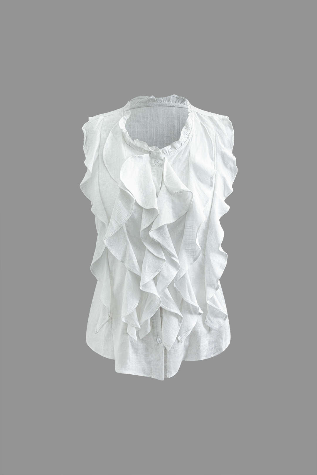 Ruffled Button-Up Sleeveless Top in Y2K Style for Cute Coquette Aesthetic Outfits