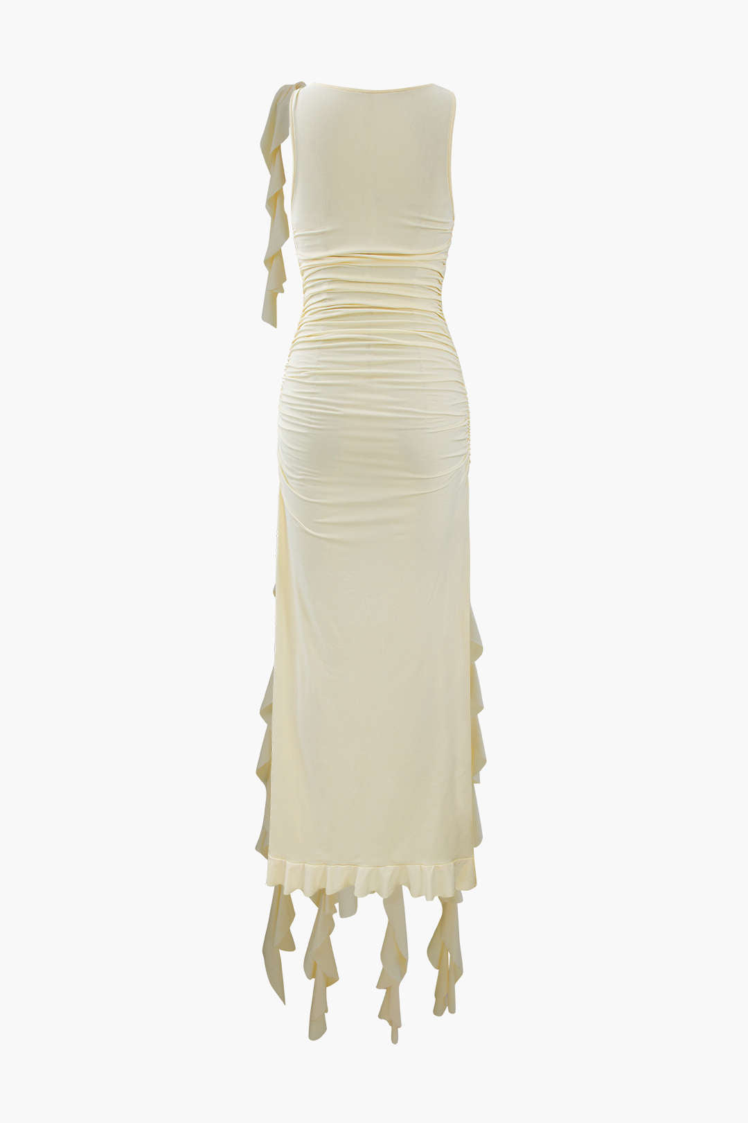 Ruffled Hem Slit Maxi Dress - Y2K Aesthetic Chic for Effortless Style and Elegance Ruffled Hem Slit Maxi Dress - Y2K Aesthetic Chic for Effortless Style and Elegance