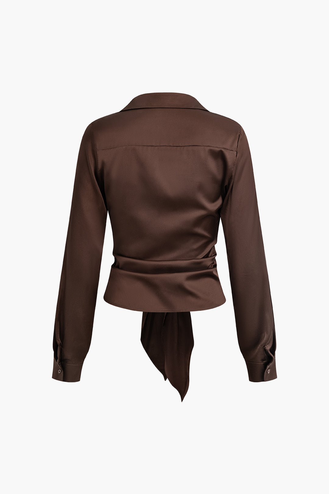 Satin Knot Front Long Sleeve Blouse - Y2K Aesthetic Cute Top for Stylish Outfits Satin Knot Front Long Sleeve Blouse - Y2K Aesthetic Cute Top for Stylish Outfits