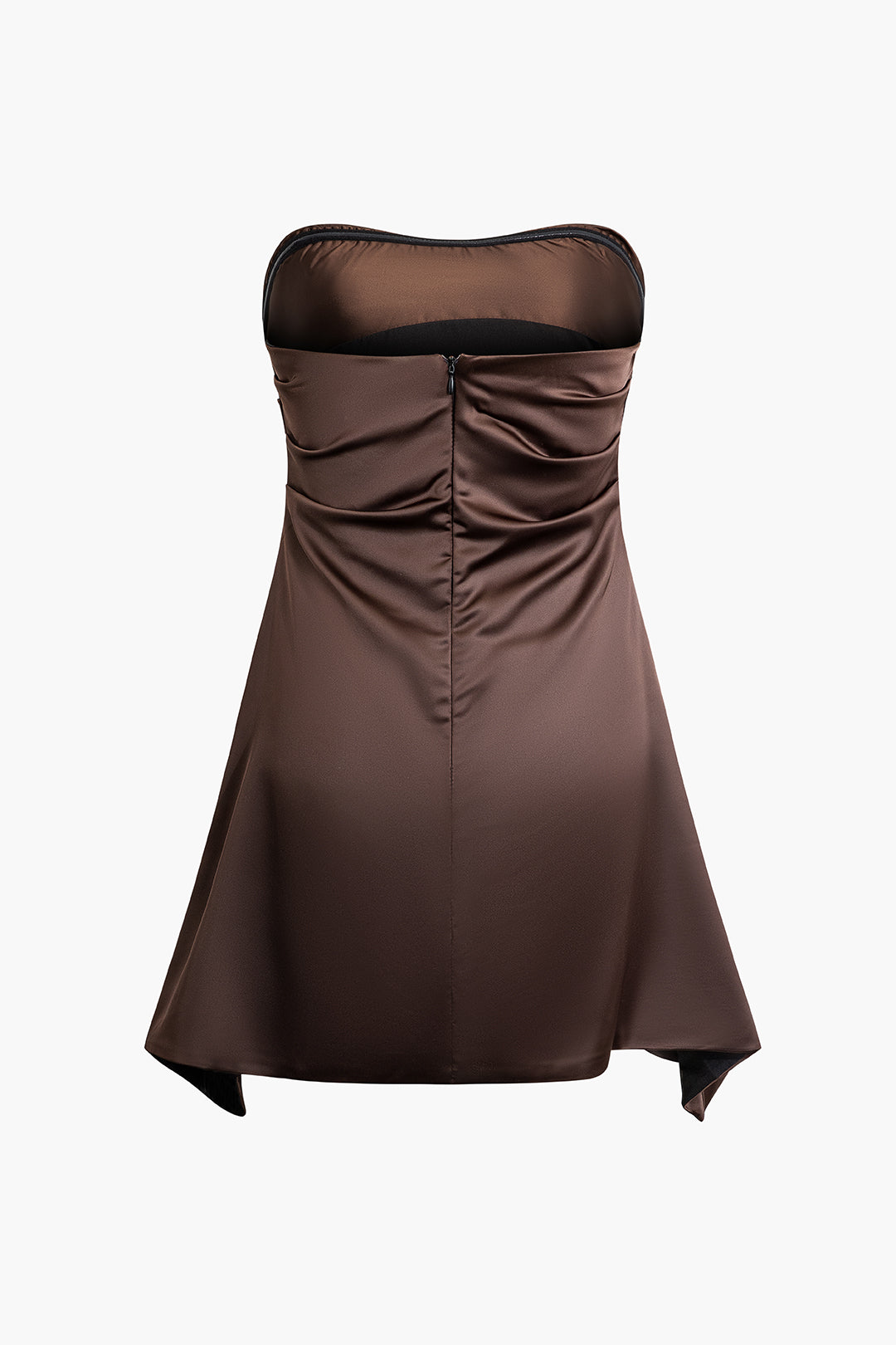 Satin Ruched Front Strapless Mini Dress - Y2K Aesthetic Party Dress for Chic Nights Satin Ruched Front Strapless Mini Dress - Y2K Aesthetic Party Dress for Chic Nights