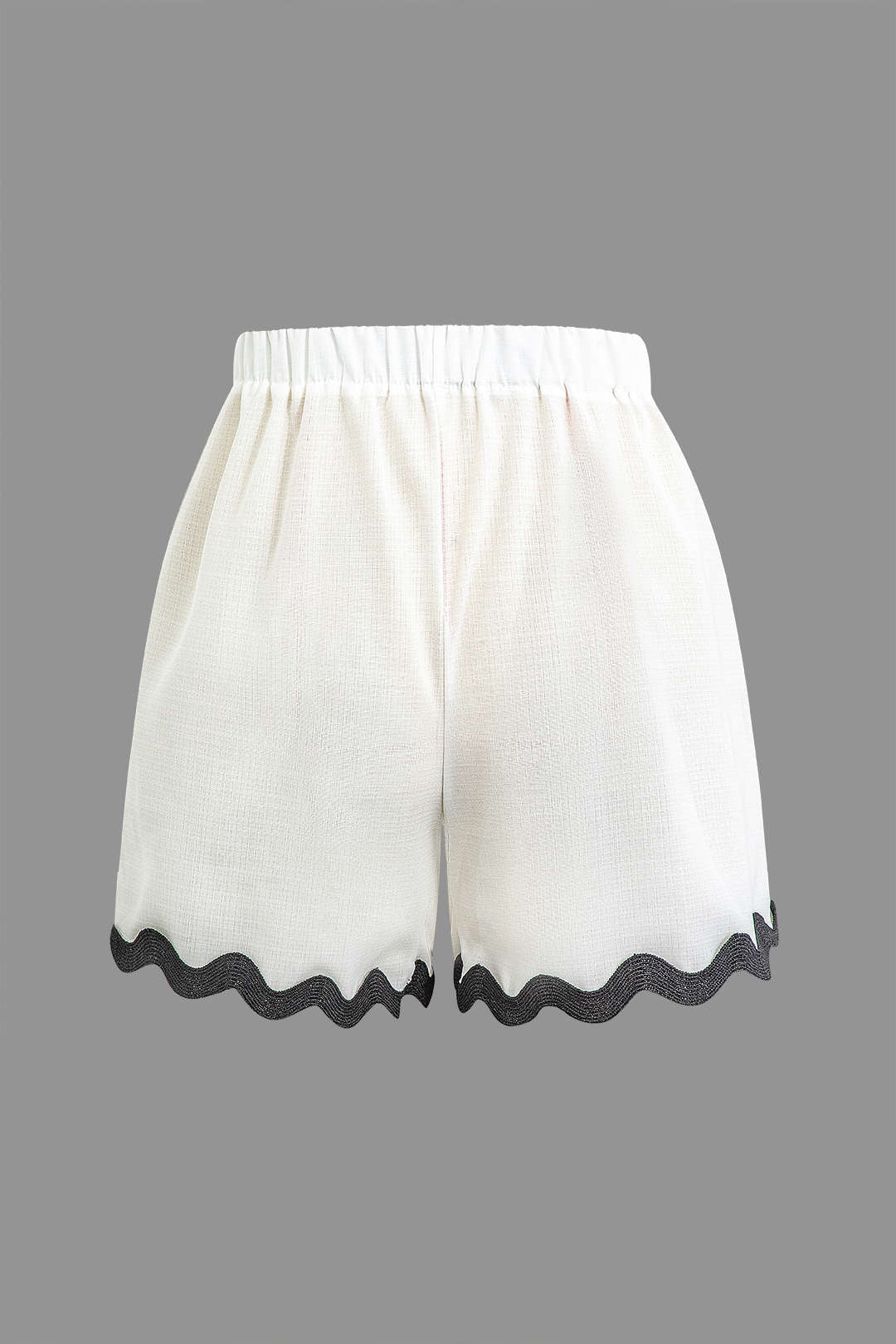 Scallop Trim Y2K Aesthetic Short Sleeve Shirt and Matching Shorts Set for Trendy Outfits Scallop Trim Y2K Aesthetic Short Sleeve Shirt and Matching Shorts Set for Trendy Outfits